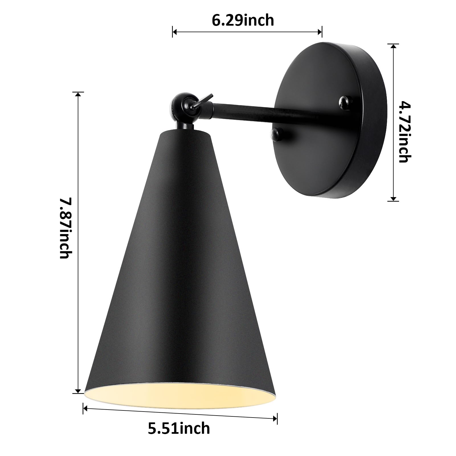 Vintage Wall Sconces, 2 Pack Modern Black Wall Sconces Lighting, Wall Sconces Set of Two, 240 Degree Adjustable Industrial Wall Lights for Bedroom Living Room Hallway Kitchen (Black 1)