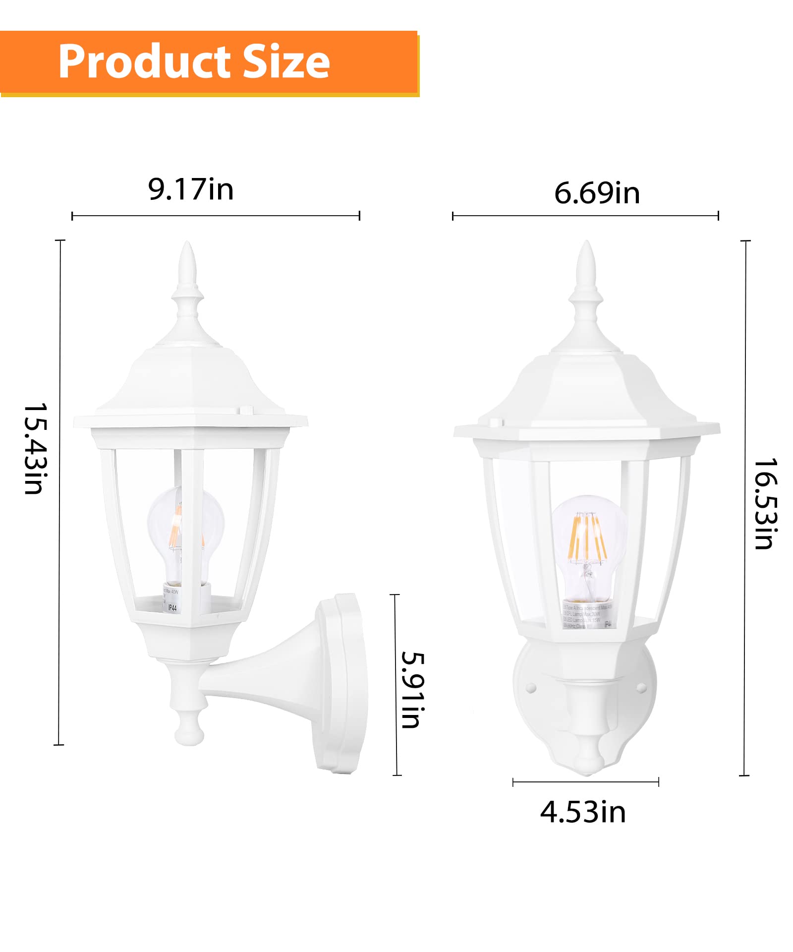 Outdoor Wall Lantern, Exterior Waterproof Wall Sconce Light Fixture, White Front Porch Light Wall Mount for Garage, Patio, Yard, FDS2542EW (Bulb Included)