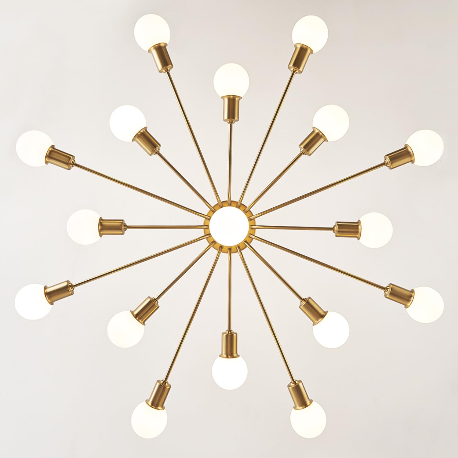 13 Lights Gold Chandelier，Sputnik chandelie，mid Century Chandeliers，Dining Room high Ceiling Chandelier，Living Room Bedroom Large Chandeliers for high Ceilings Island Chandelier Light