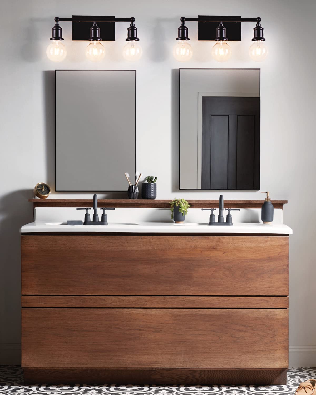 3-Light Vanity Light Fixture, Modern Brushed Nickel Wall Sconce Light Fixture, Industrial Bathroom Vanity Wall Lighting for Mirror, E26 Base Indoor Wall Lamps for Hallway(Bulb Not Included)