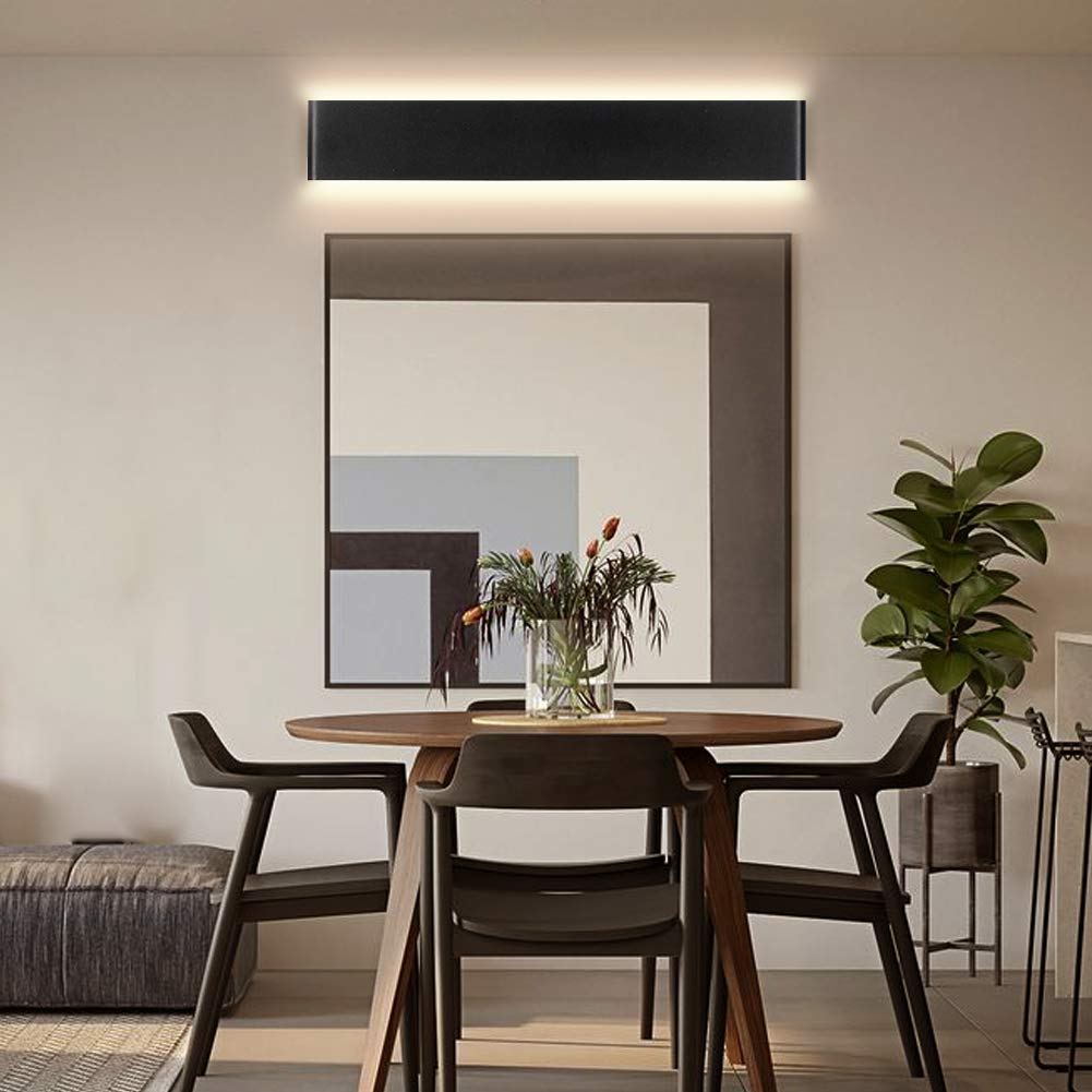 15.7in LED Modern Matte Black Wall Sconce 2-Pack Aluminum Indoor LED Up and Down Modern Bathroom Wall Lighting Fixtures 14W Warm White Light 3000K