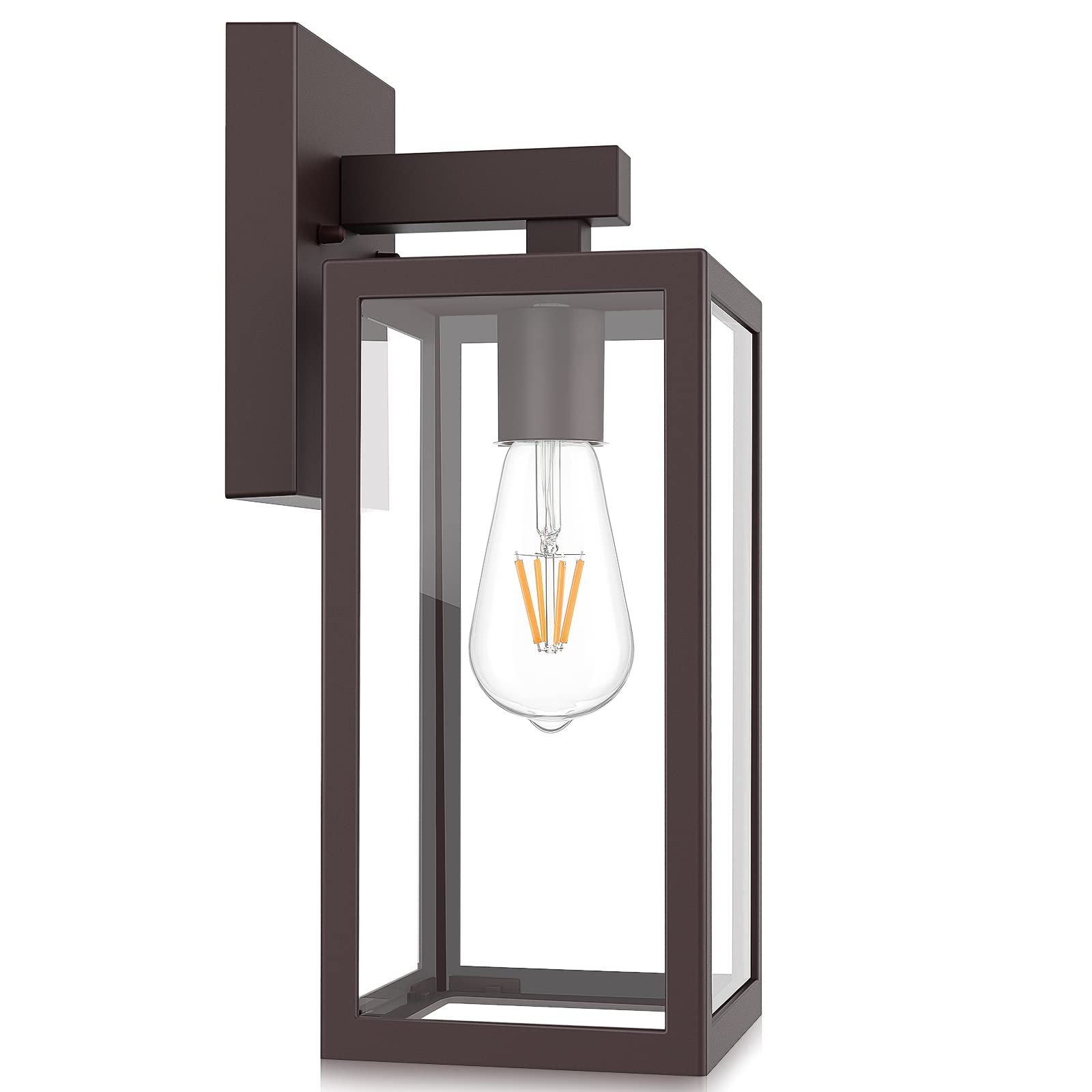 Outdoor Wall Lantern, Exterior Waterproof Wall Sconce Light Fixture, Black Anti-Rust Wall Mount Light with Clear Glass, E26 Base Wall Lamp