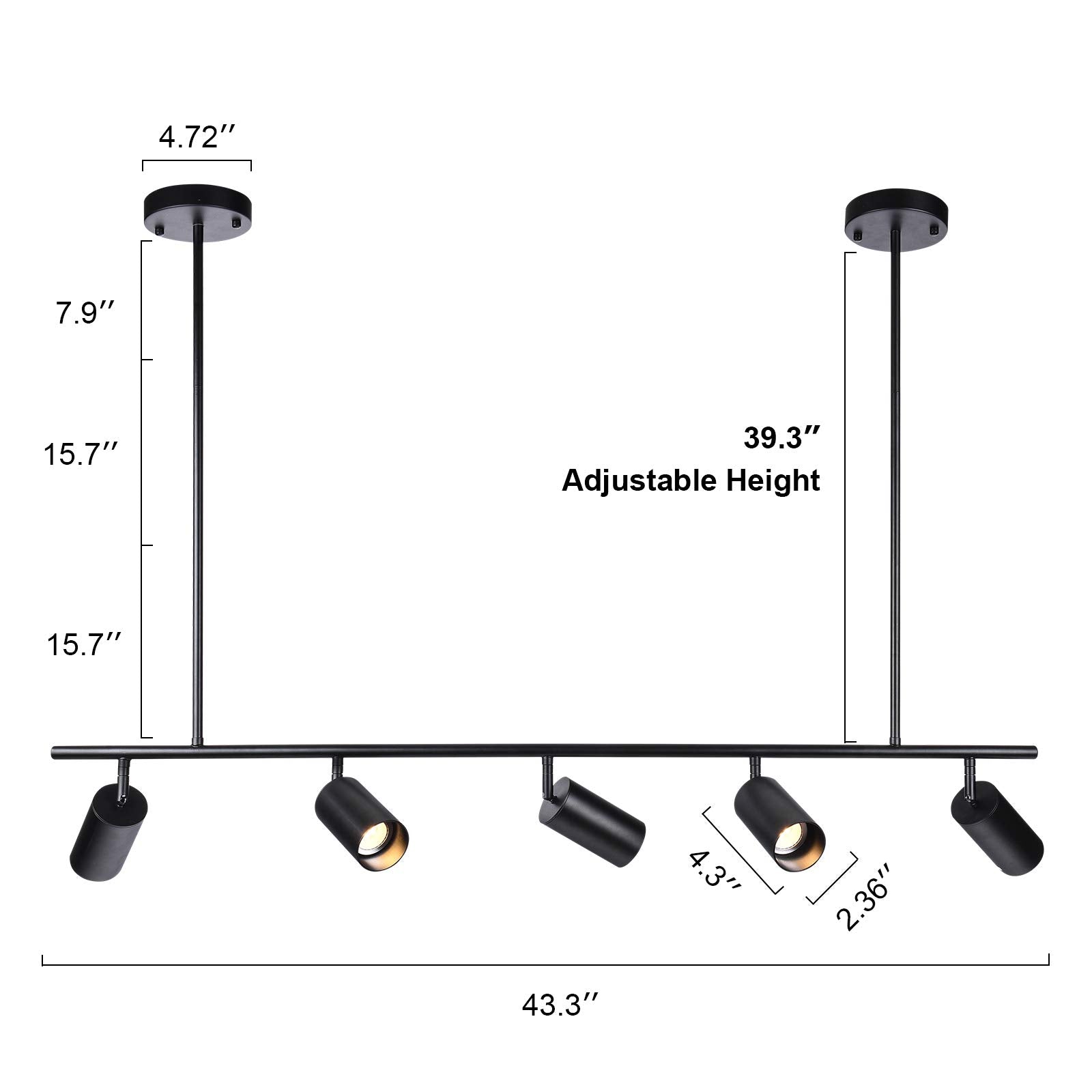 4 Light Flush Mount Ceiling Fixture, Gold Track Light with Rotating Head Linear Island Lights for Kitchen Dining Room Living Room