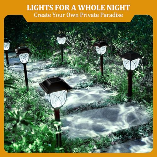 Solar Lights Outdoor Waterproof, 6 Pack LED Solar Garden Lights, Solar Lights for Outside, Garden Decor for Yard, Patio, Landscape, Planter, Walkway (Warm White)