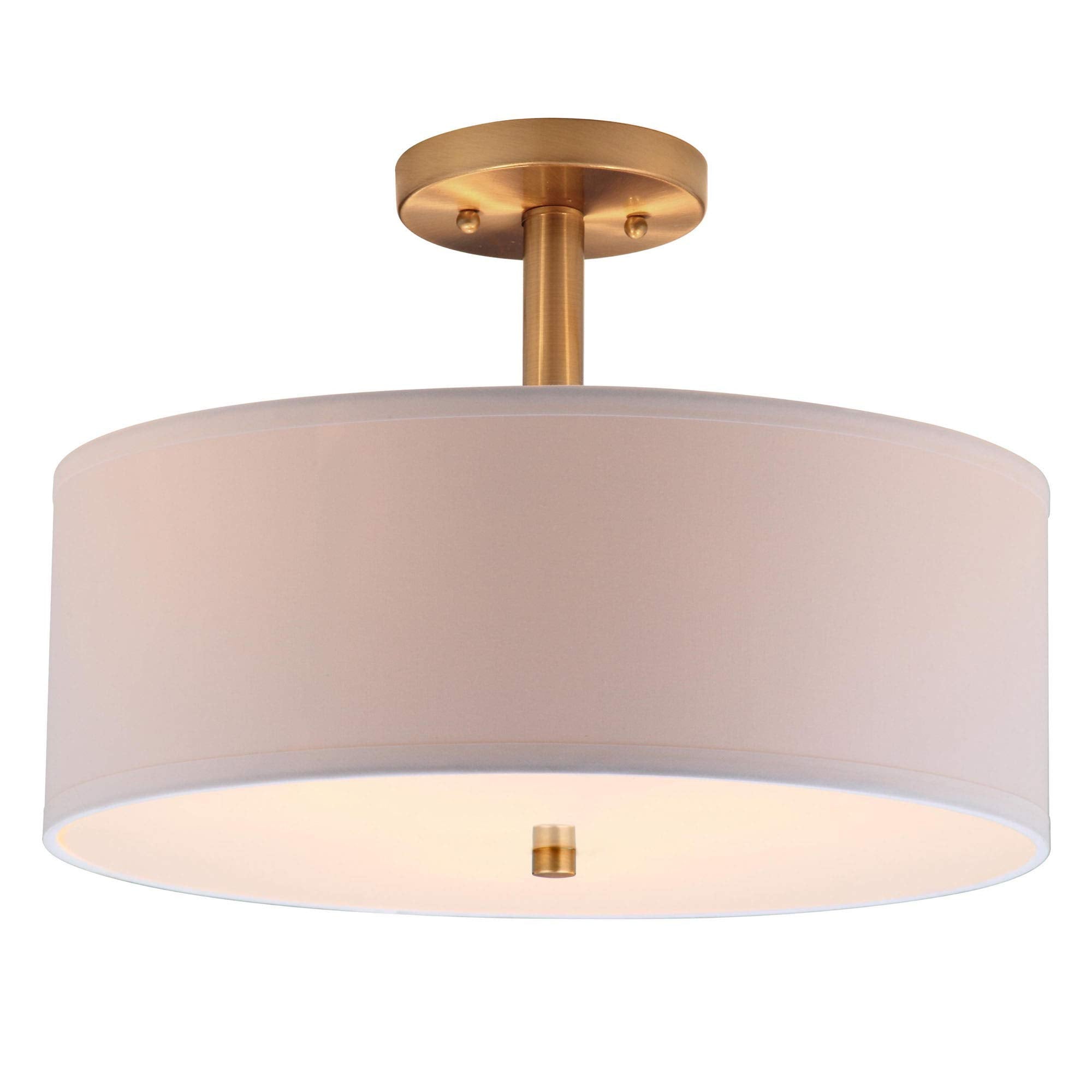 Lighting Collection Clara Gold 16-inch Diameter Semi Flush Mount Ceiling Light Fixture (LED Bulbs Included)