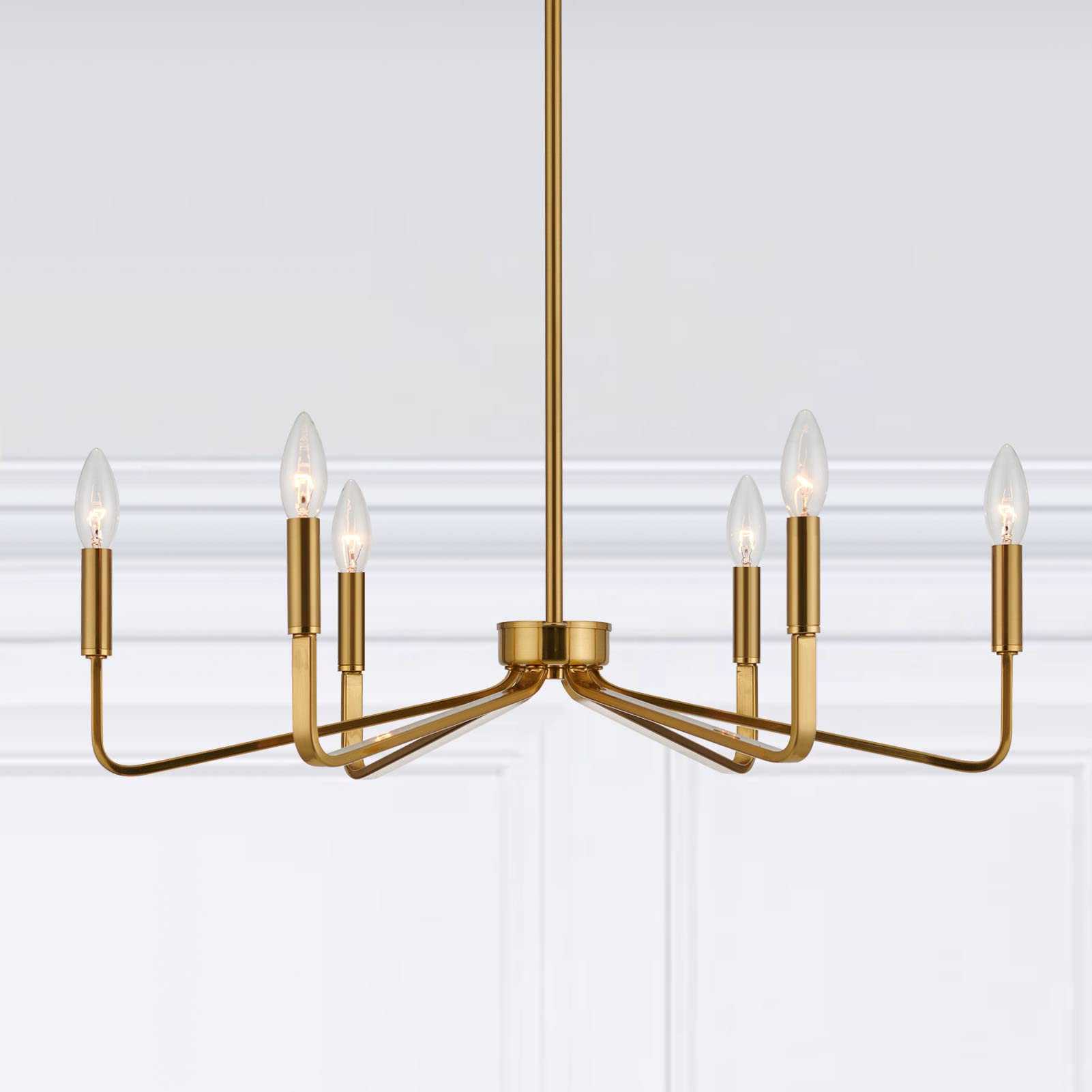 Modern Gold Chandelier for Dining Room,35 Inch Brushed Brass Chandelier Light Fixture, Dining Room Light Fixtures Over Table