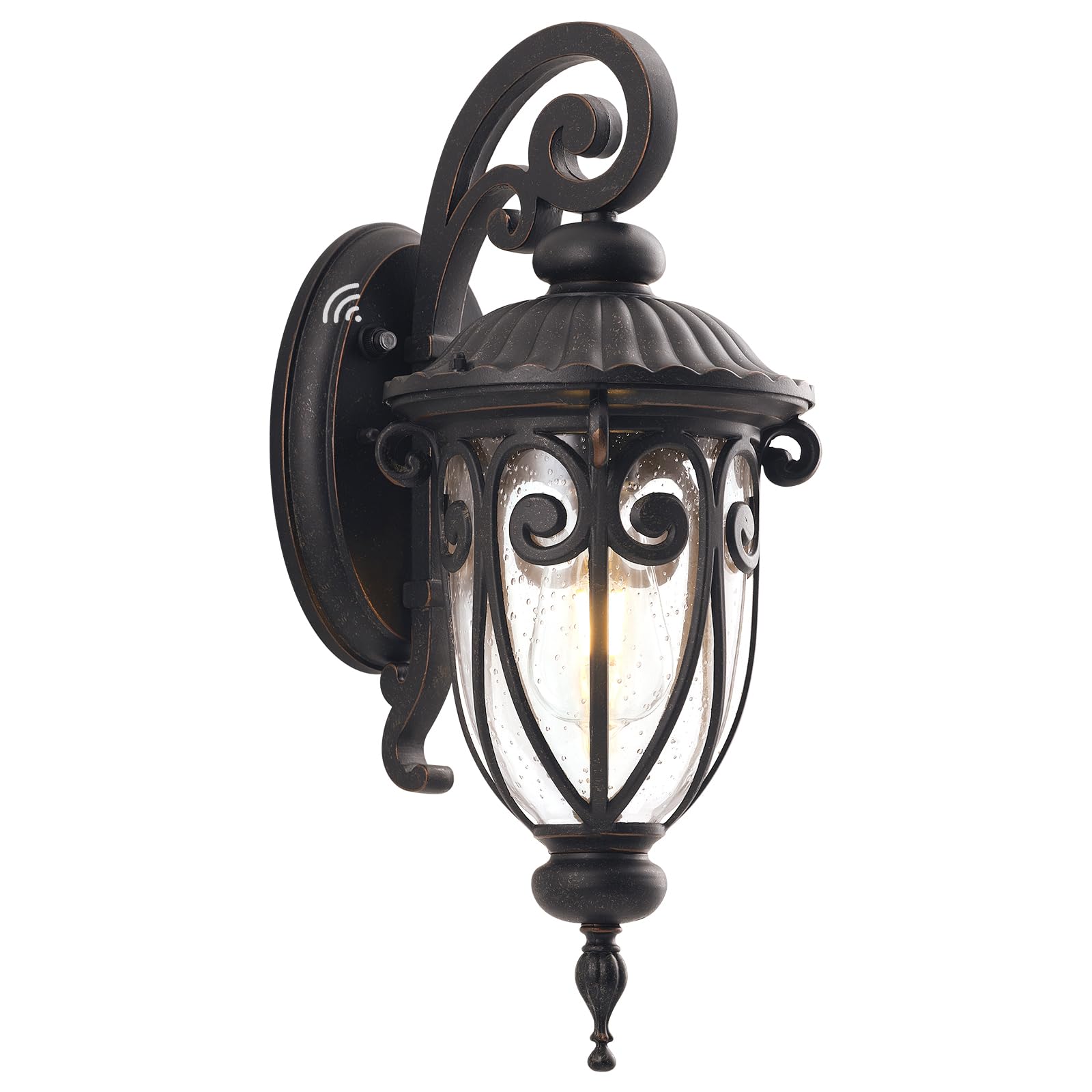 Vintage Bronze Outdoor Pendant Lights for Porch, 20 1/2" High Exterior Hanging Light Fixture with Adjustable Chain, Outside Ceiling Lantern with Seeded Glass for Patio, Entryway