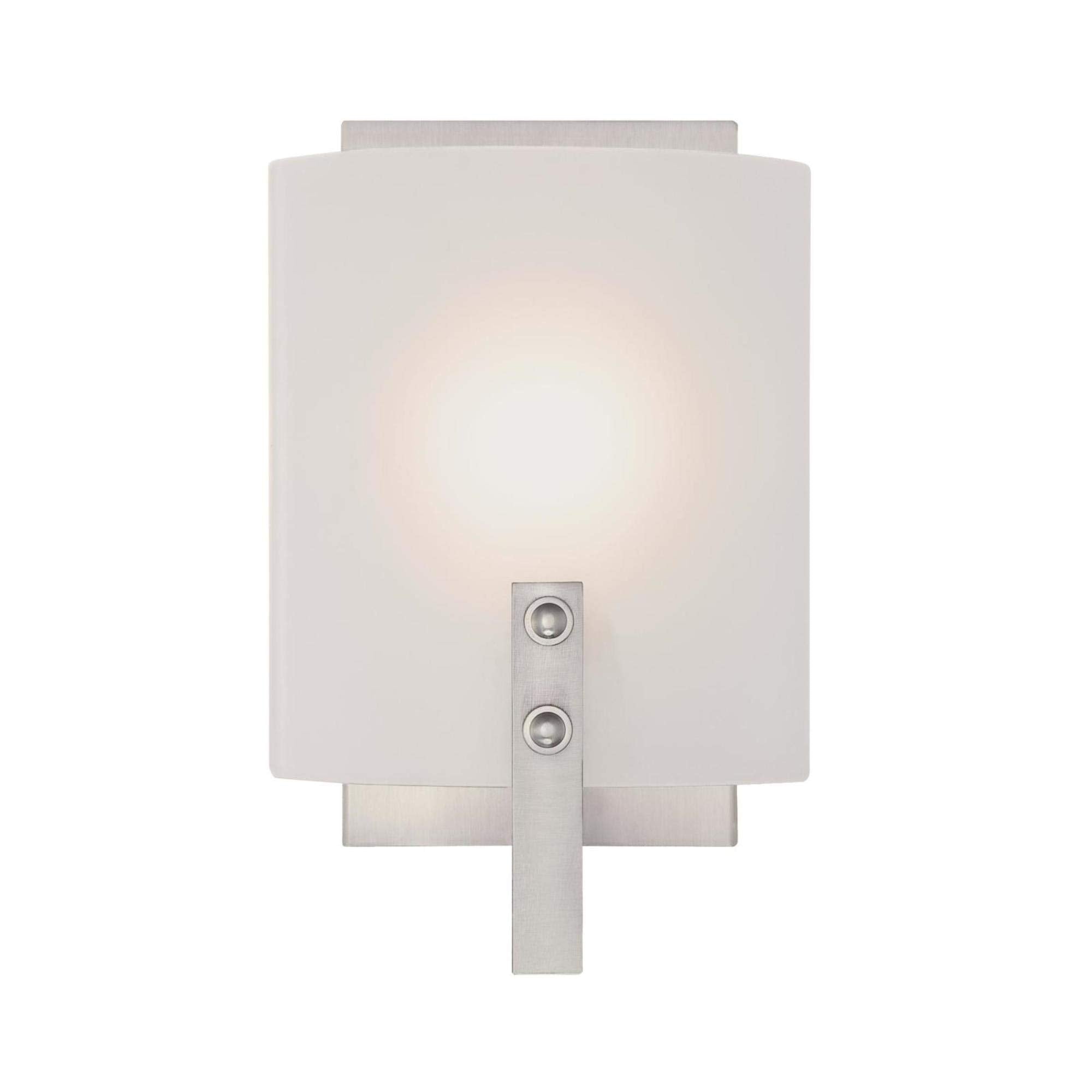 One Indoor Fixture, Finish Wall Sconce, 1-Light, Brushed Nickel Frosted Glass