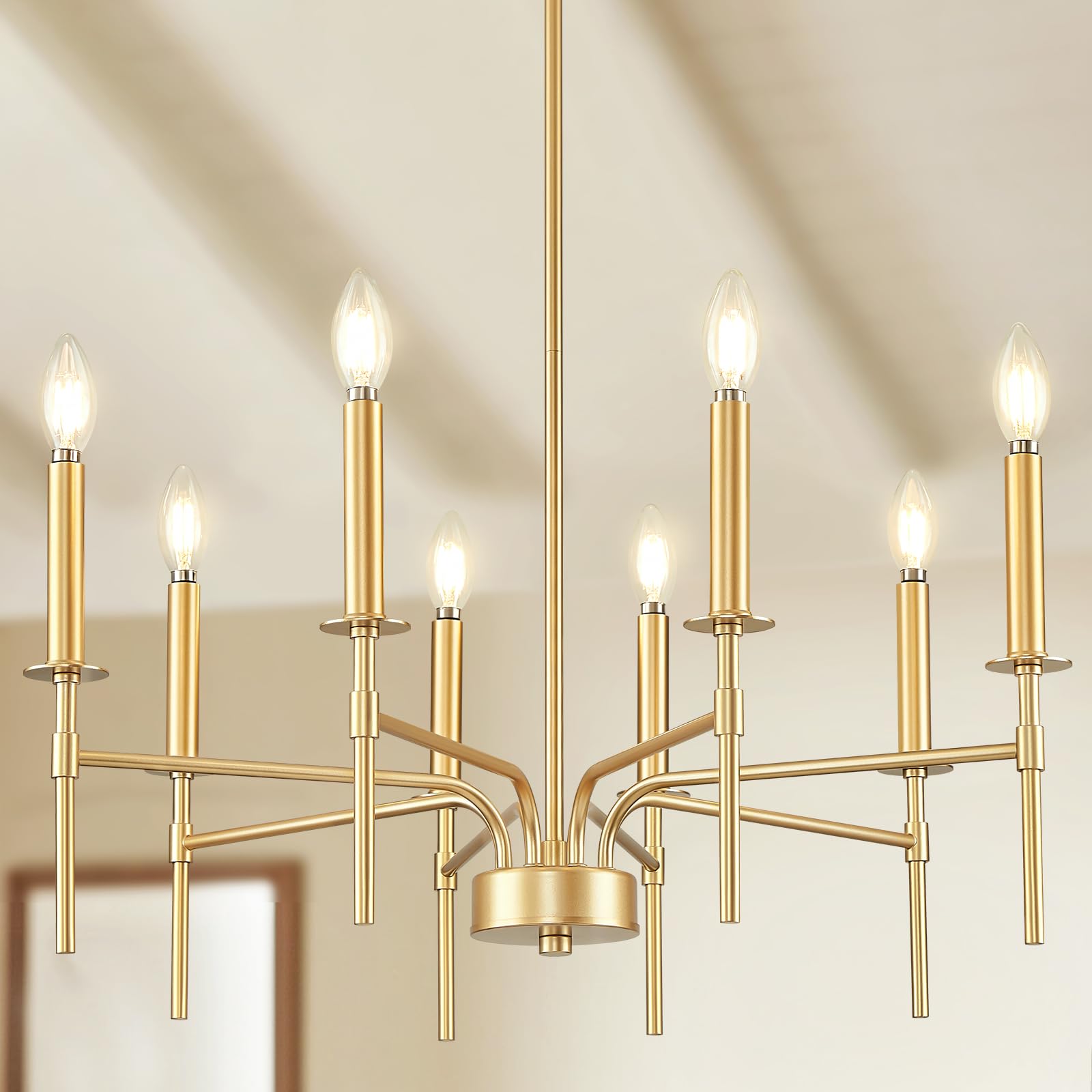 12-Light Gold Chandelier Light Fixture, Modern Farmhouse Chandelier Dining Room Light Fixture Over Table, Metal Candle Chandeliers for High Ceiling Staircase Living Room Foyer Entryway Bedroom