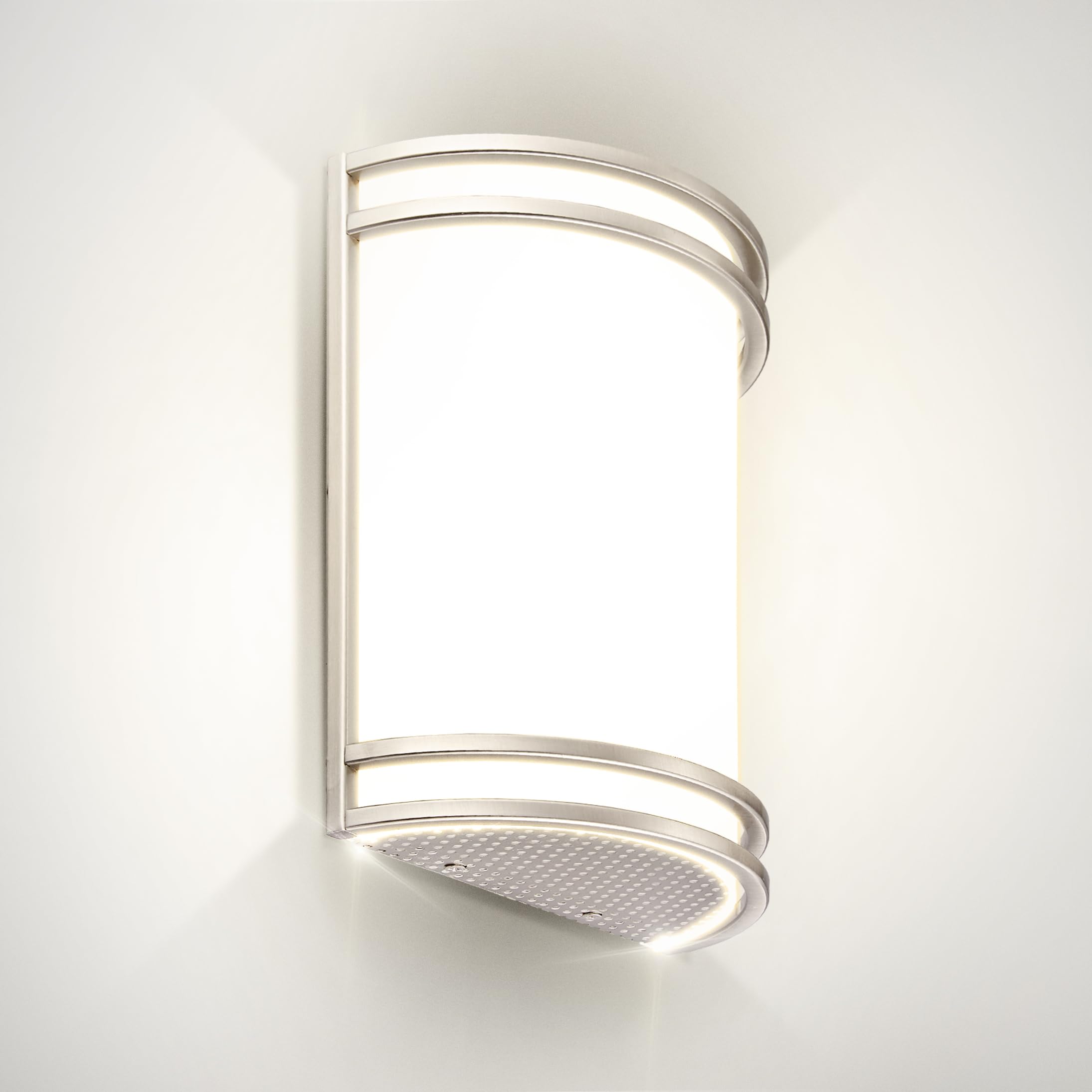 12 Inch LED Indoor Wall Sconce - Modern Interior 12W 2700K-5000K Adjustable Dimmable Wall Mounted Light Fixtures, Acrylic Glass Wall Lights for Stairway, Hallway - UL, Brushed Nickel