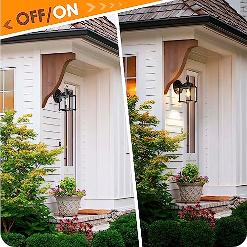 Outdoor Wall Lantern, Exterior Waterproof Wall Sconce Light Fixtures, Black Front Door Wall Lighting with Clear Beveled Glass Shade, 2 Pack