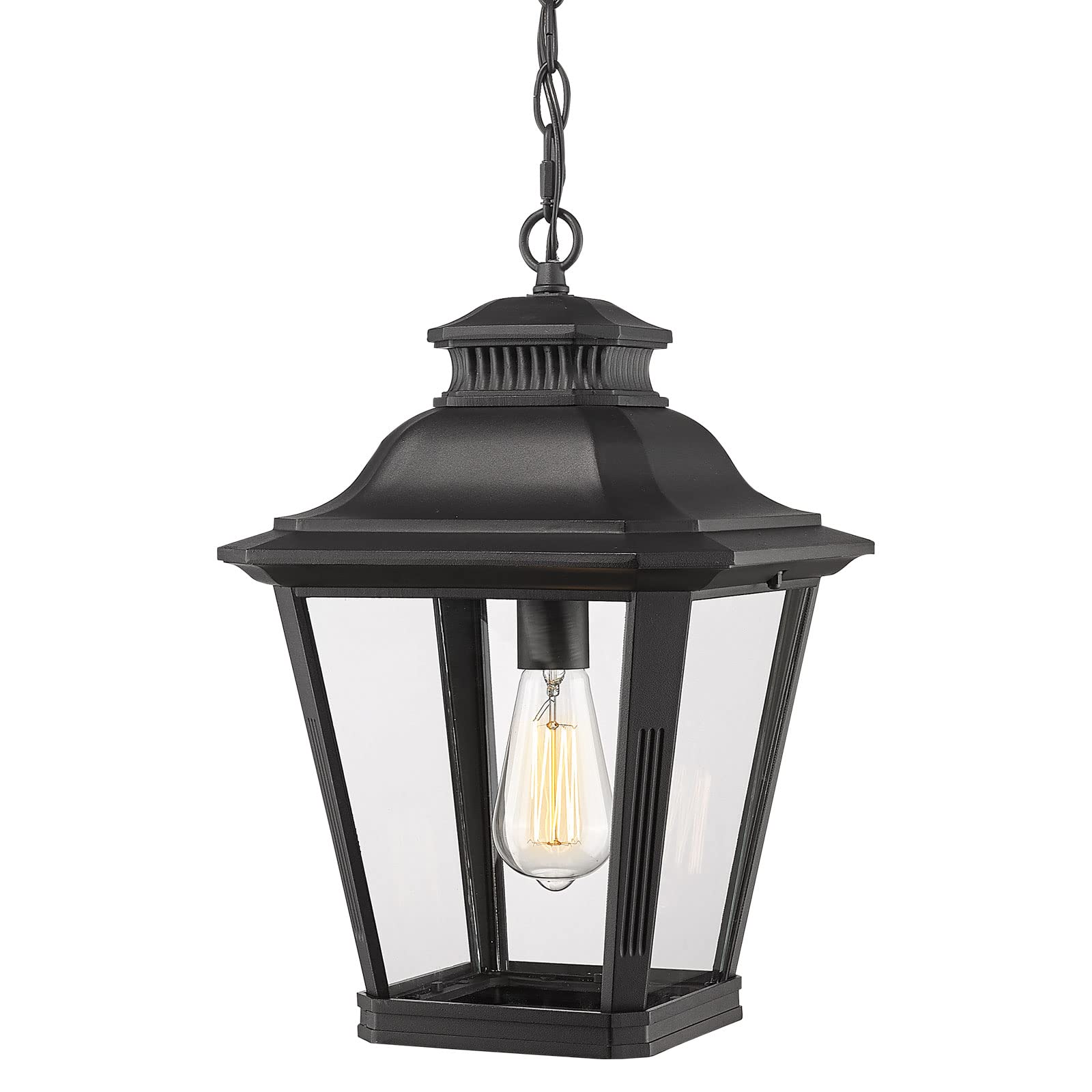 Outdoor Pendant Light for Porch, Exterior Hanging Lantern Outdoor Chandelier in Black Finish for Entryway, Doorway, Farmhouse, Foyer