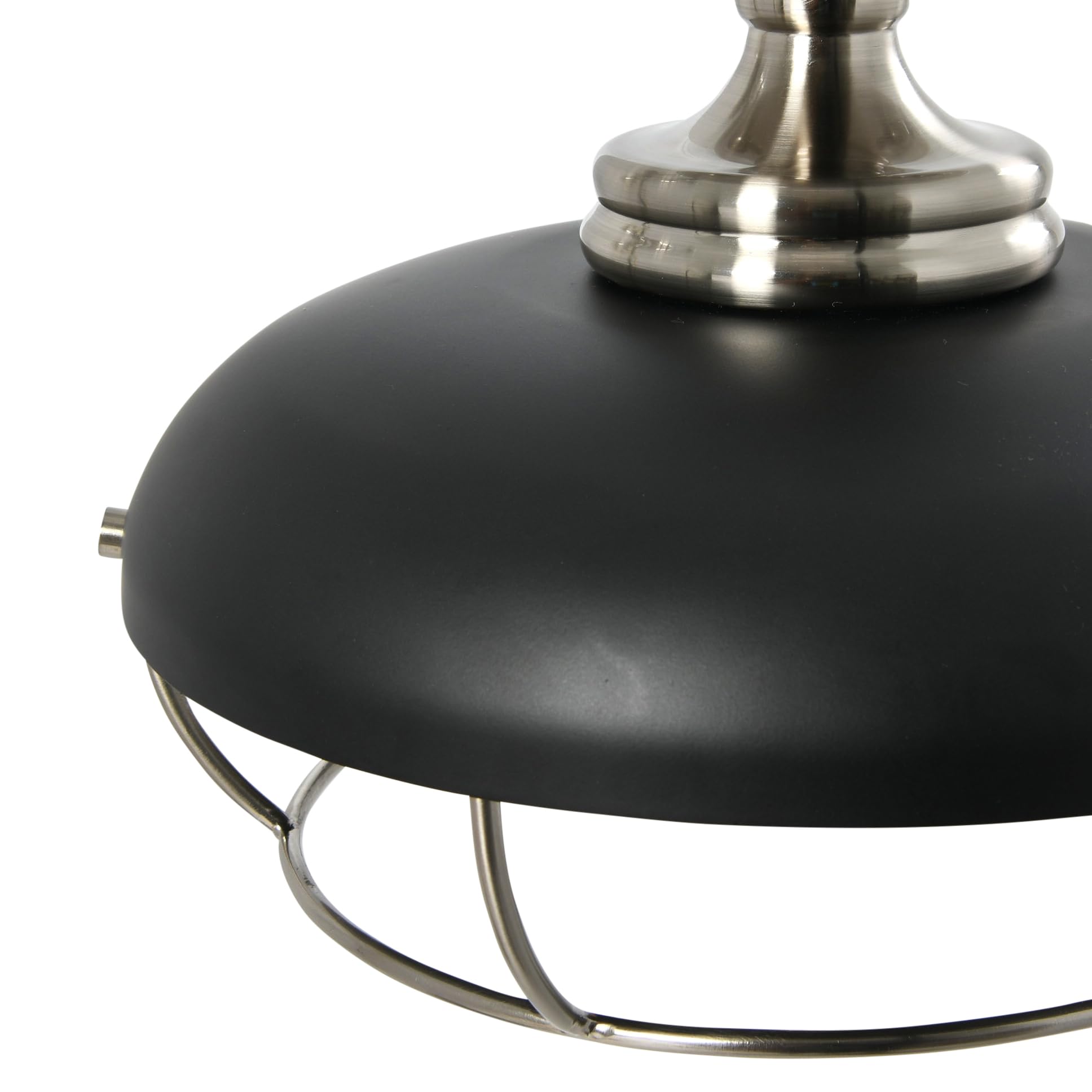 Caged Dome Metal Semi-Flush Mount Ceiling Light, Brushed Brass and Navy Blue