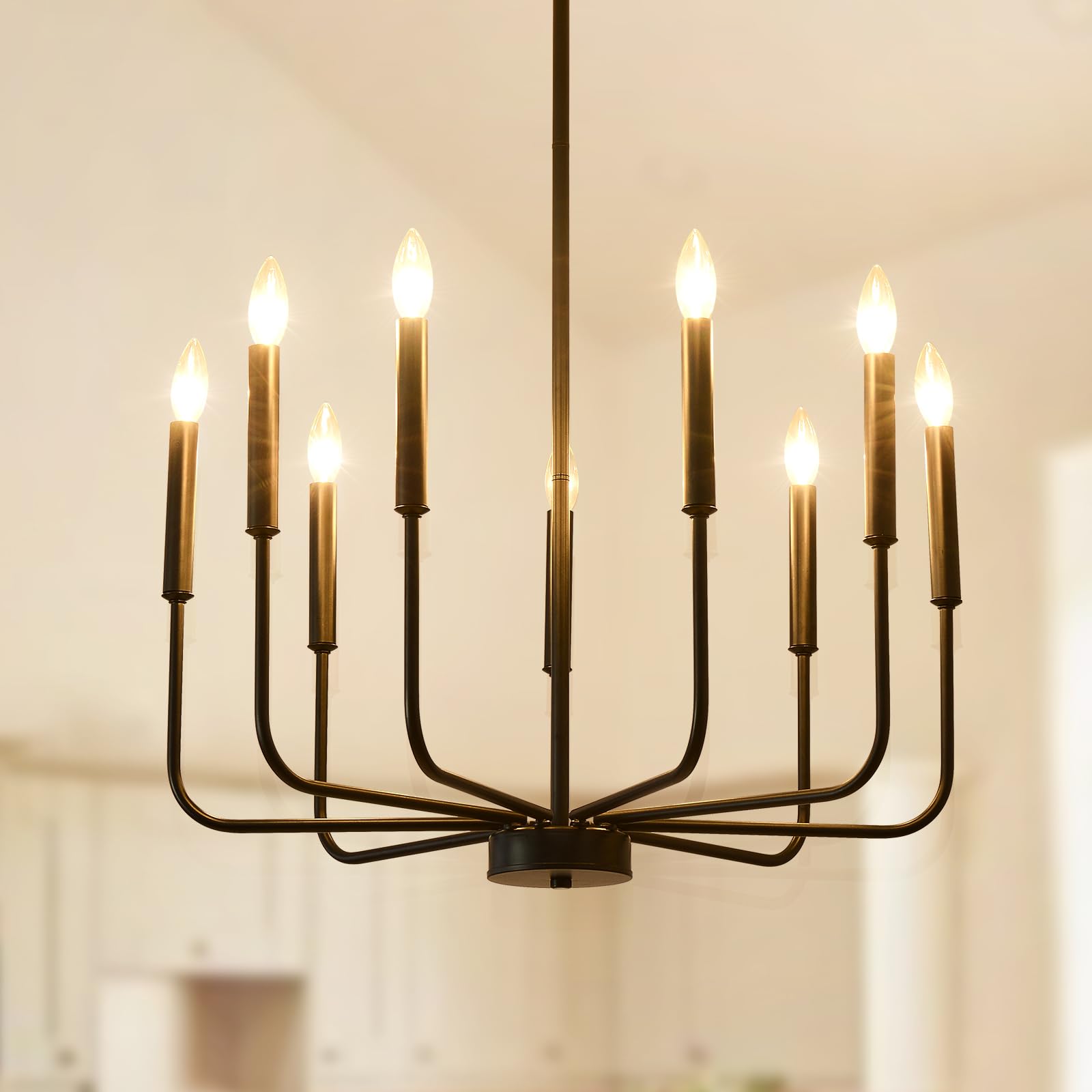 Gold Chandeliers, 6-Light Metal Candle Farmhouse Chandeliers, Rustic Industrial Modern Chandeliers Lighting Fixtures Hanging for Living Room, Kitchen, Bedroom, Dining Room(Bulbs are not Included)