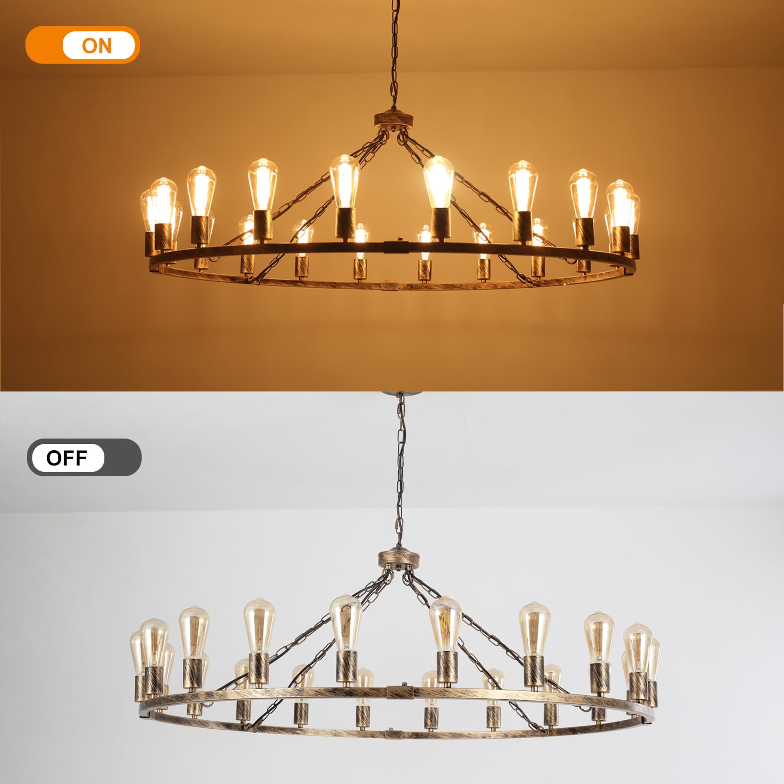 Modern Wooden Beads Dandelion Chandelier, Firework Pendant Lighting, 8-Lights Boho Hanging Light Fixture for Living Room Dining Room Bedroom Kitchen Foyer（Bulb is Included）