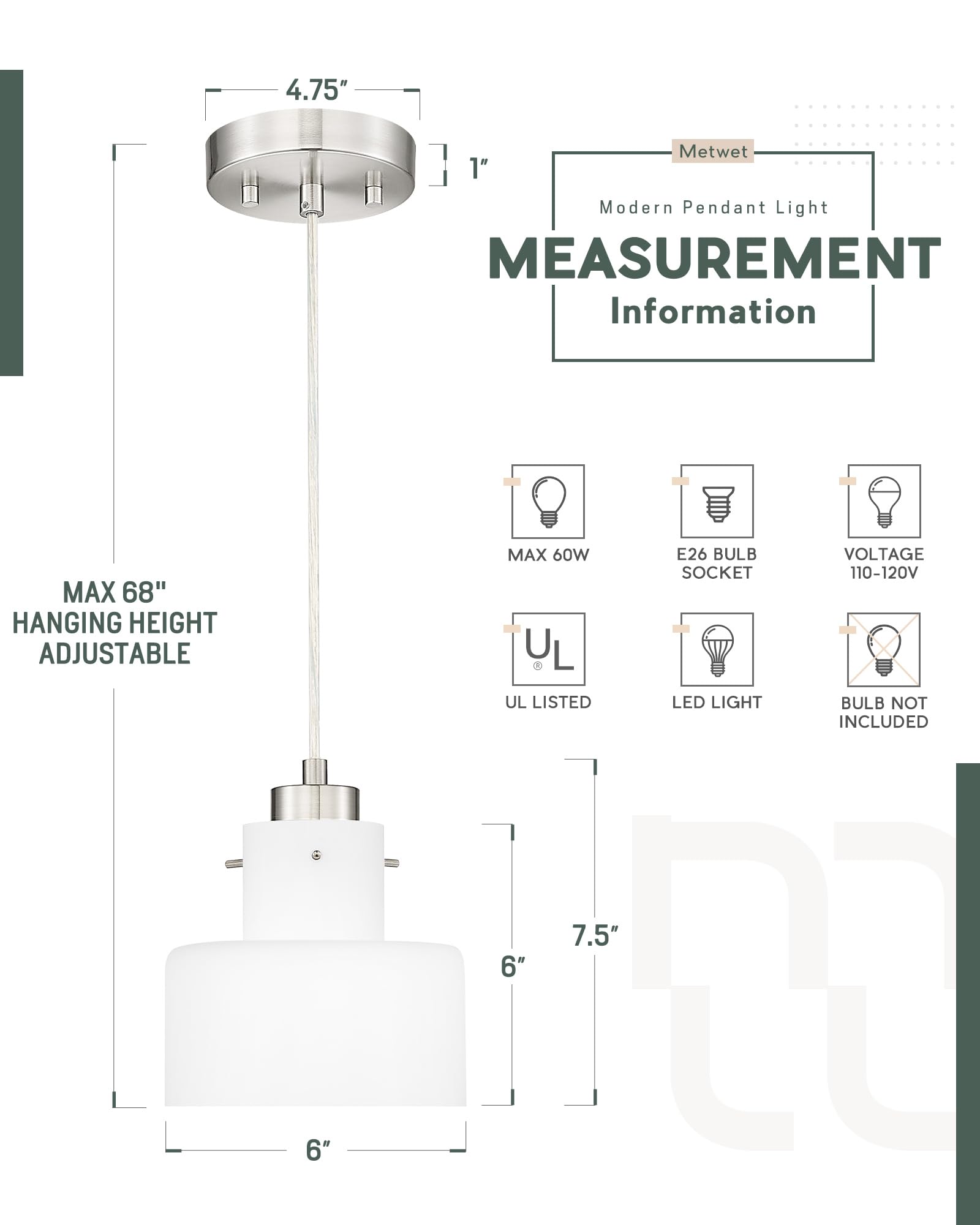 2 Pack Pendant Lights Kitchen Island, 6" Brushed Gold Pendant Light Fixtures Over Island with Clear Glass Shade, Modern Brass Kitchen Island Lighting for Dining Room Entryway, PL124-BG-2PK