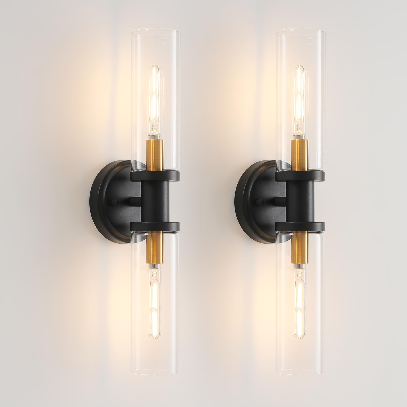 Wall Sconces Set of Two Brushed Brass Gold LED Wall Lights Modern Linear Sconces Wall Lighting Indoor Sconces Wall Decor Set of 2 Wall Lamps for Living Room Wall Scones, Wall Lights Set of 2