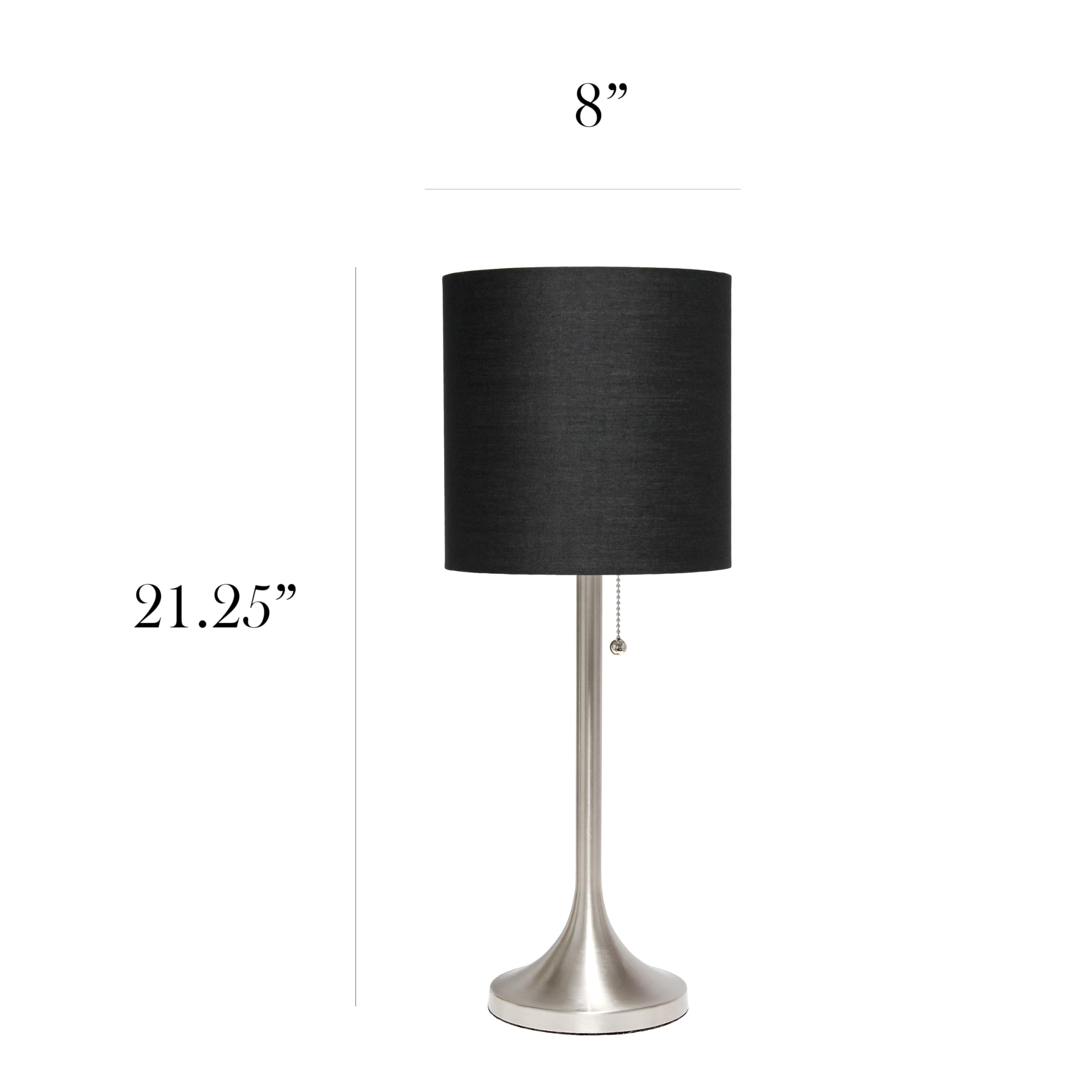 Tapered Fabric Drum Shade Table Lamp, Gold and White, 8 x 8 x 21