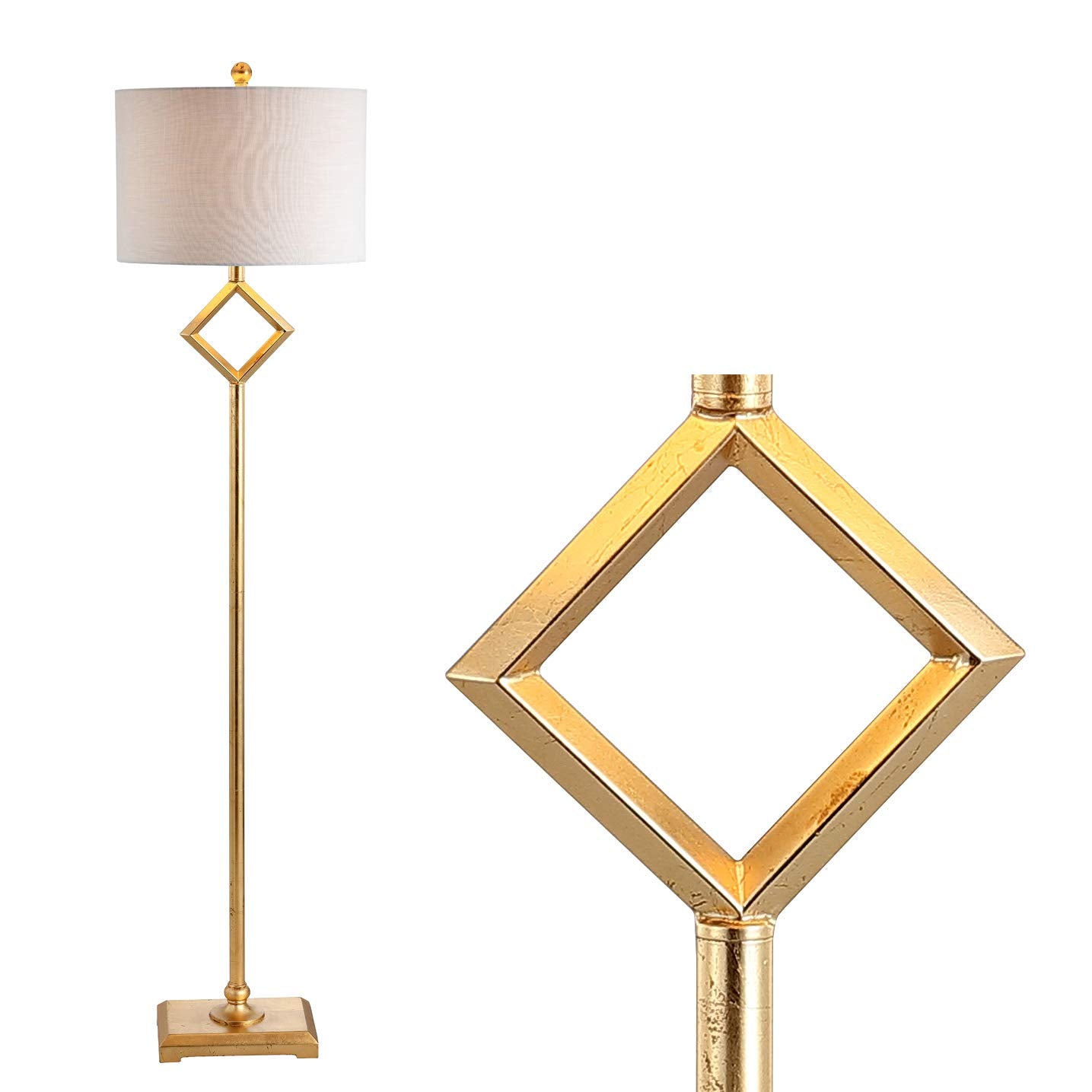 62.5" Metal LED Floor Lamp, Contemporary, Modern, Transitional, Office, Living Room, Family Room, Dining Room, Bedroom, Hallway, Foyer, Gold Leaf