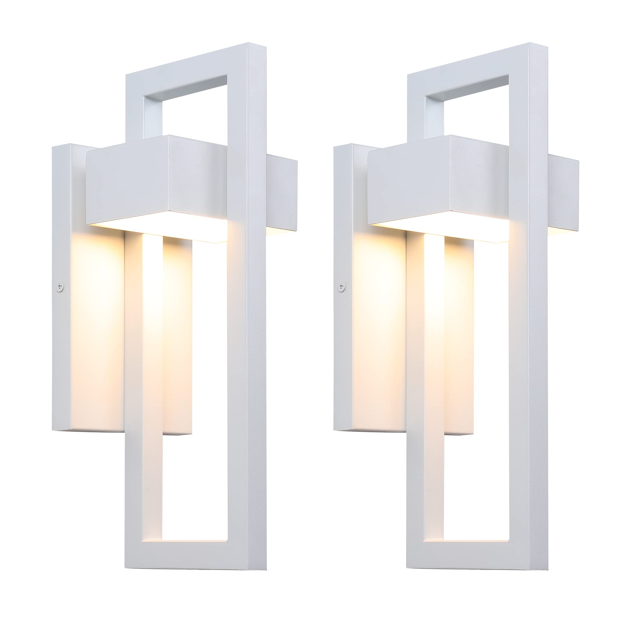 Outdoor Wall Lights Modern Exterior Lighting Fixtures, 3000K LED Integrated Outdoor Wall Sconce for Porch 2 Packs, Matte Black Outside Wall Mount Lights for Front Door House Garage Indoor