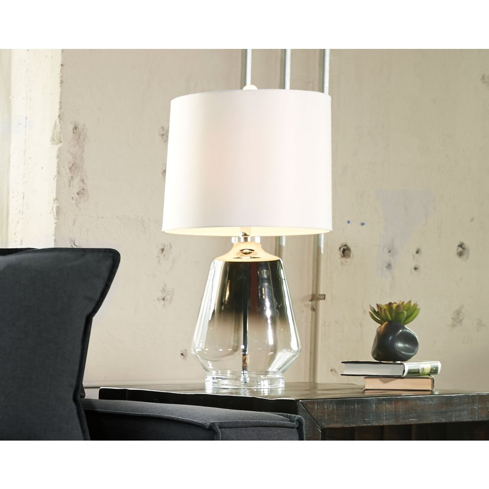 Contemporary 25" Curved Glass Table Lamp, Champagne