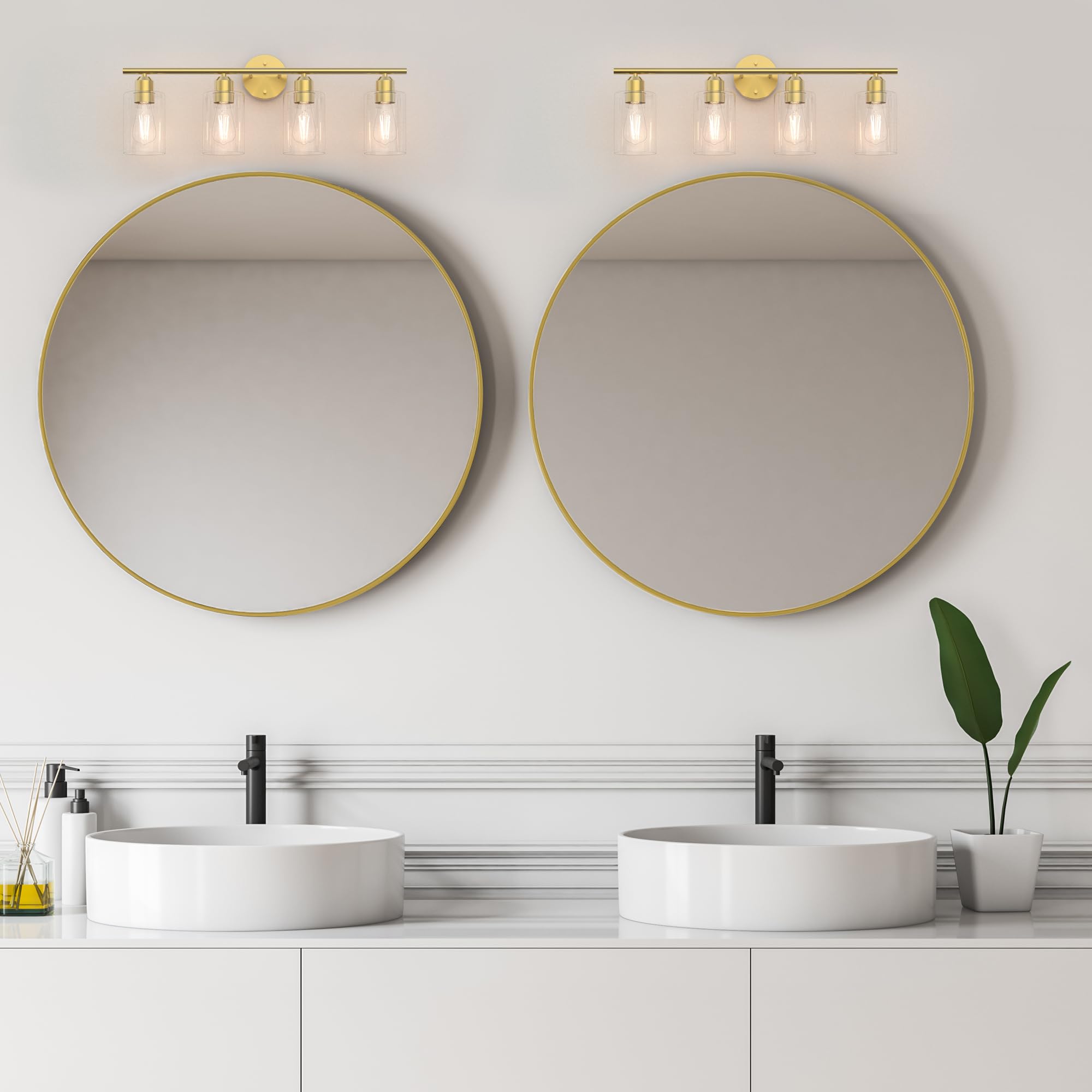 Bathroom Vanity Light Fixtures Matte Black Bathroom Lighting Fixture, 3 Lights Bathroom Light Fixture Over Mirror, Modern Black Vanity Light, UL Certified Wall Sconces with Glass Shades