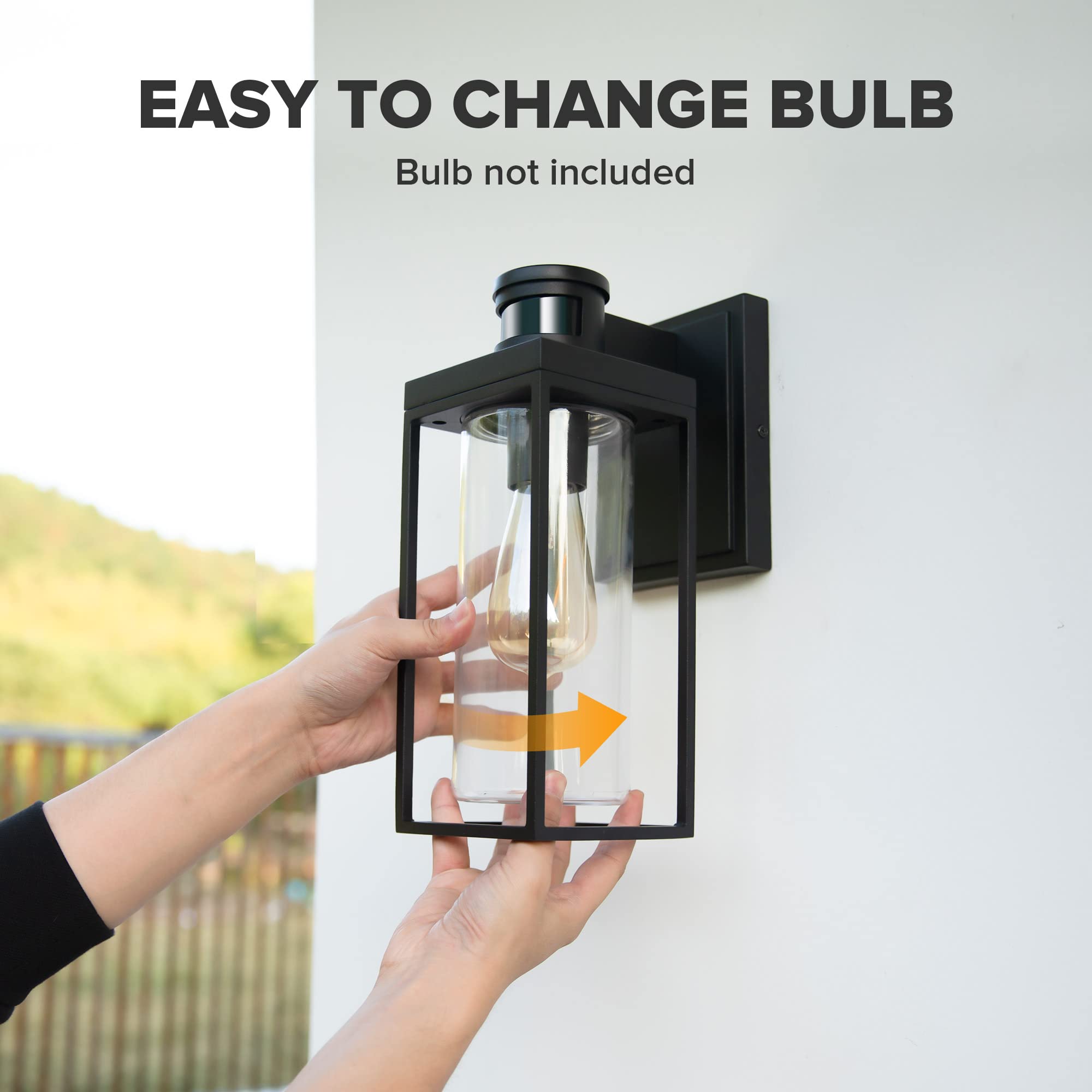 Outdoor Wall Sconce, Modern Black Porch Light Fixtures, Exterior Light Fixtures Wall Mount Light with Clear Glass, Waterproof Wall Lantern for for Garage, Doorway