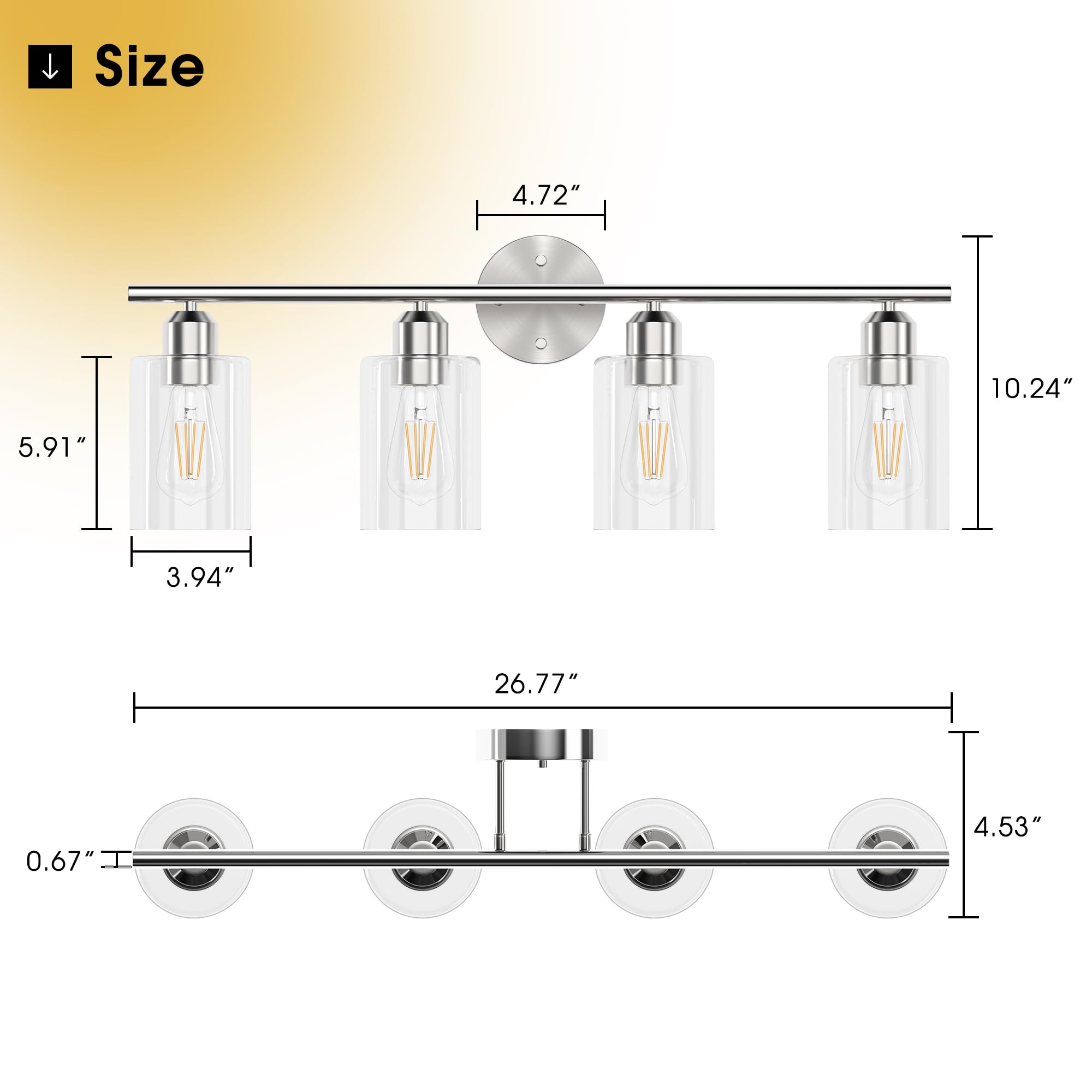 Bathroom Vanity Light Fixtures Matte Black Bathroom Lighting Fixture, 3 Lights Bathroom Light Fixture Over Mirror, Modern Black Vanity Light, UL Certified Wall Sconces with Glass Shades