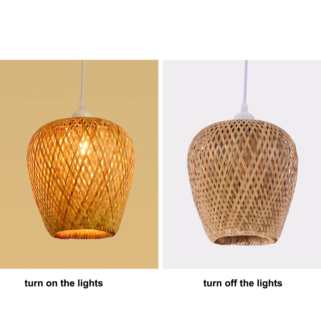 Rattan Pendant Light Bamboo Hanging Light 3-Lights Boho Pendant Light Fixture Woven Basket Wicker Shade Rattan Chandelier for Living Room Dining Room Kitchen