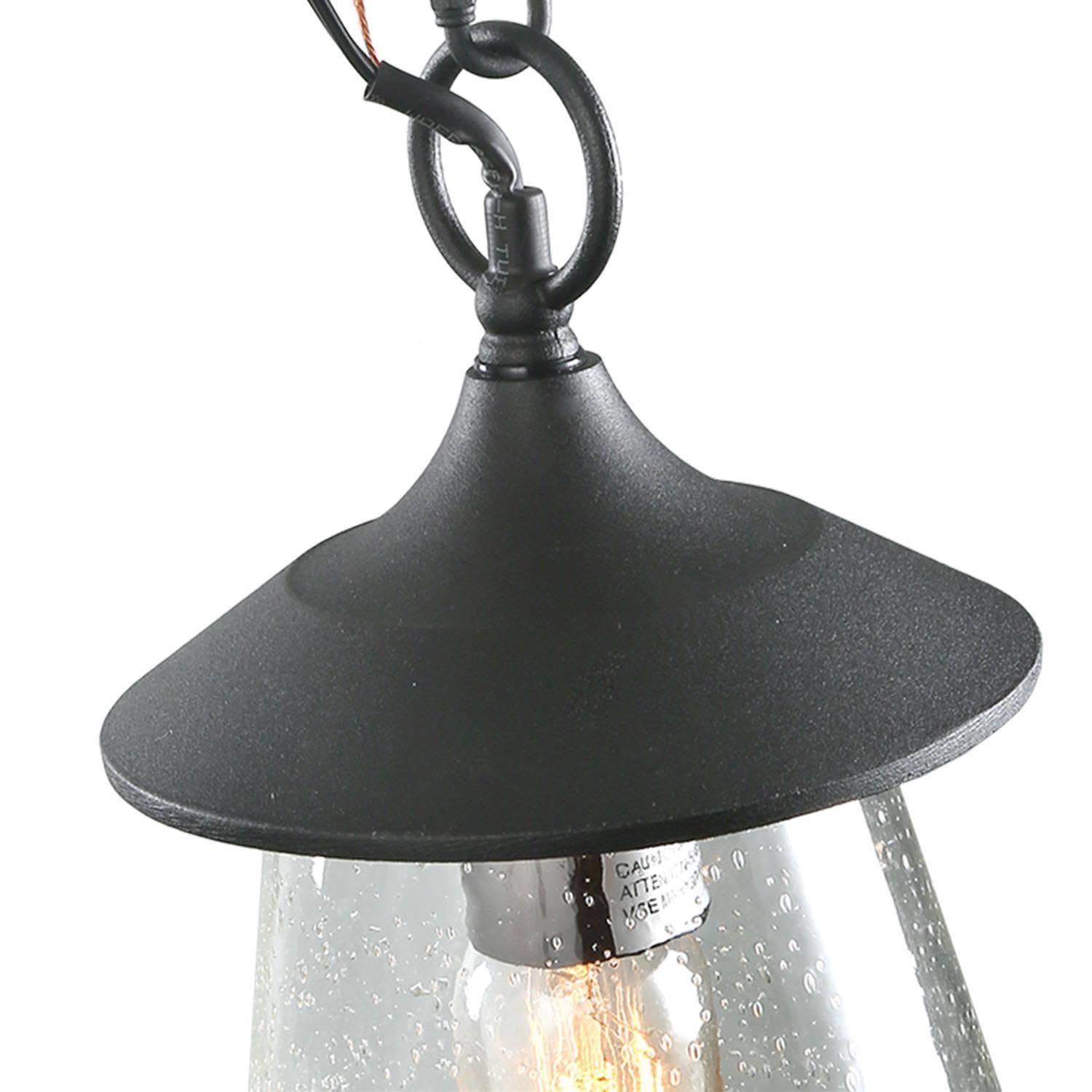 Outdoor Pendant Light, 1-Light Modern Farmhouse Outdoor Pendant Lights for Porch with Adjustable Chain, 6'' Waterproof Exterior Pendant Hanging Lighting Fixture with Mushroom Seeded Glass