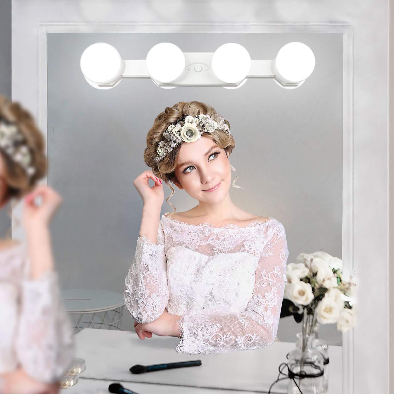 Portable Makeup Light,Cordless Led Vanity Mirror Lights with Brightness Color Temperature Adjustable for Vanity Table Bathroom Dressing Room