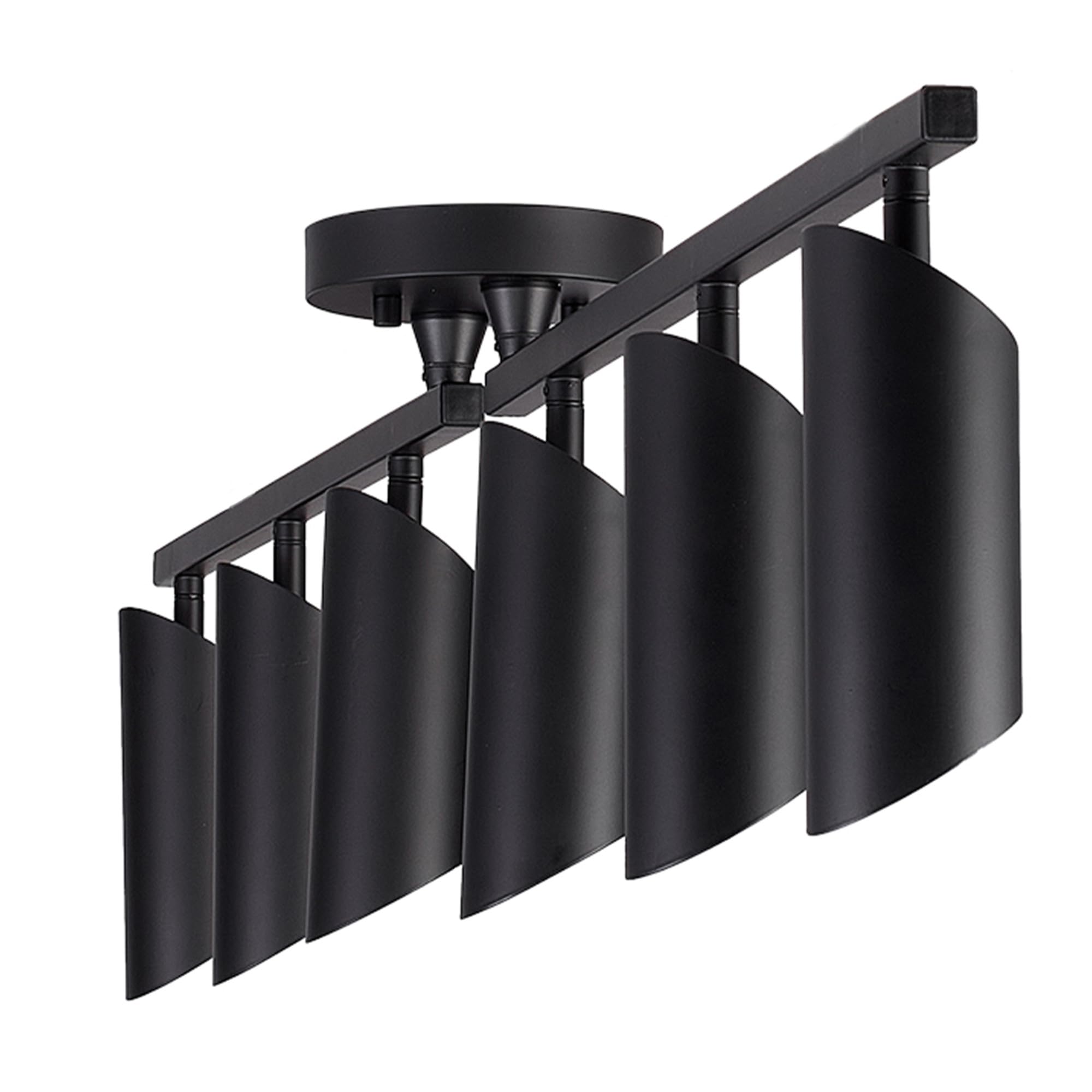 6-Light Track Lighting, Matte Black, Center Swivel Bars