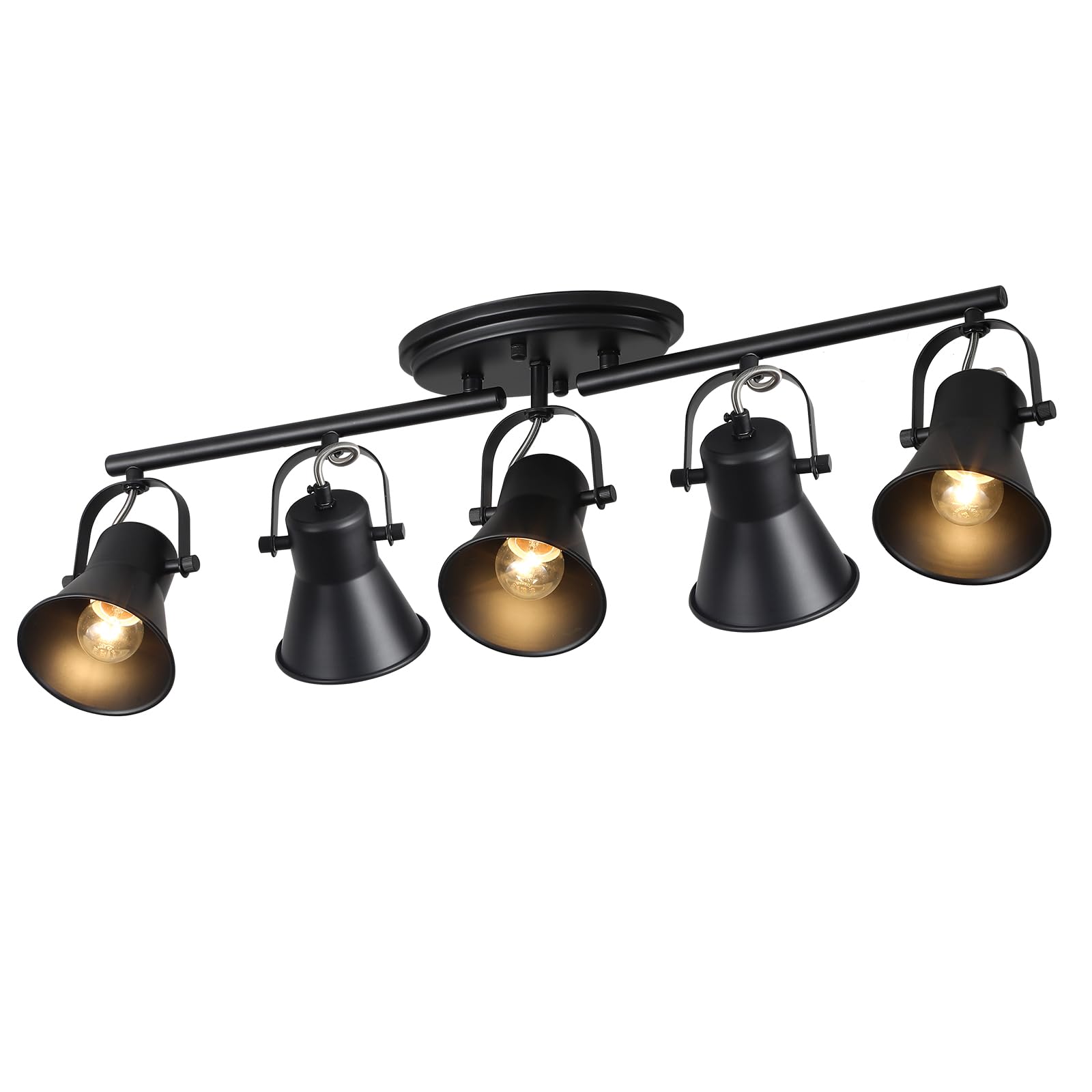 4-Light Track Lighting Kit, Directional Ceiling Light, Industrial Black Kitchen Track Lighting Fixtures Ceiling for Kitchen, Living Room, Dining Room, Hallway.