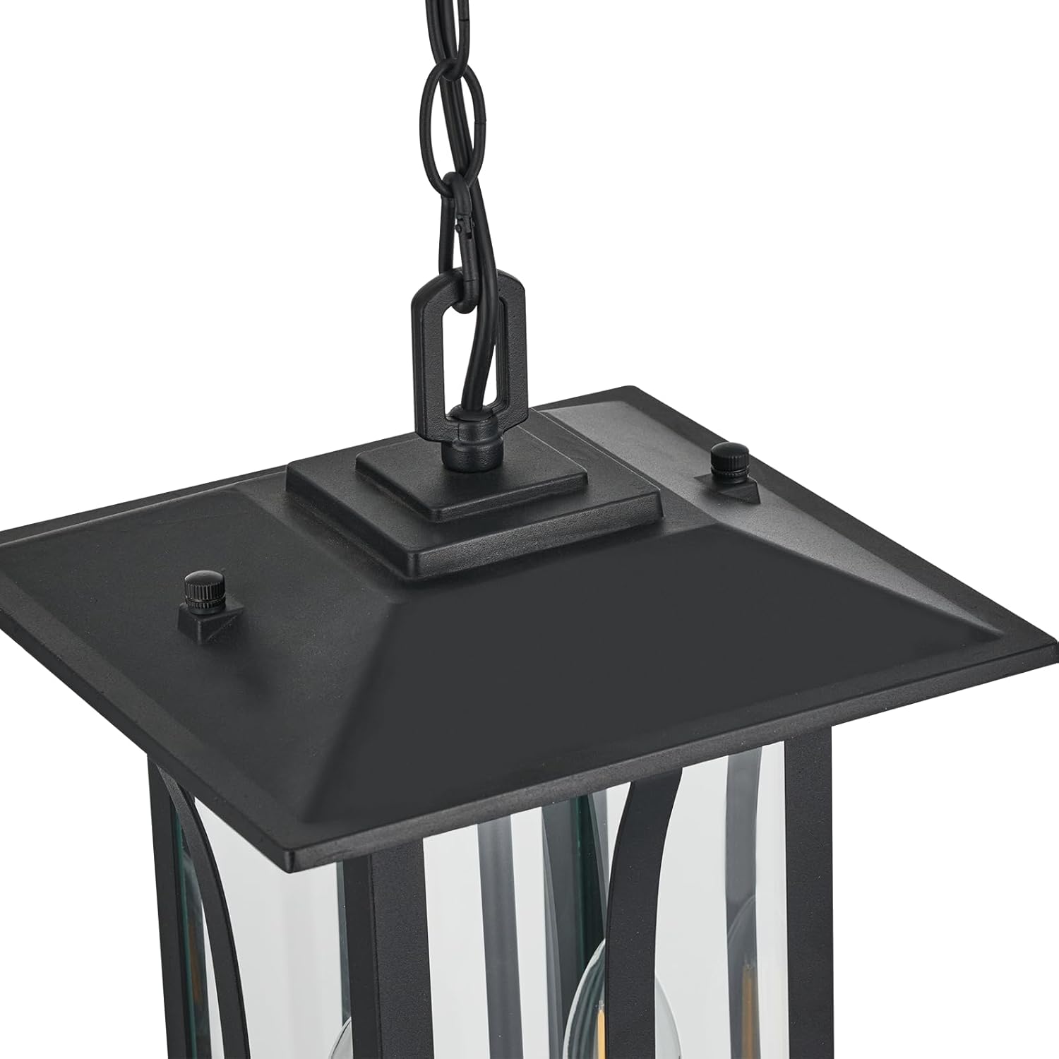 Outdoor Pendant Lights for Porch,Exterior Hanging Light Fixtures,Outdoor Lantern Pendant Light in Textured Black Finish w/Clear Glass Panel - 2451-1H