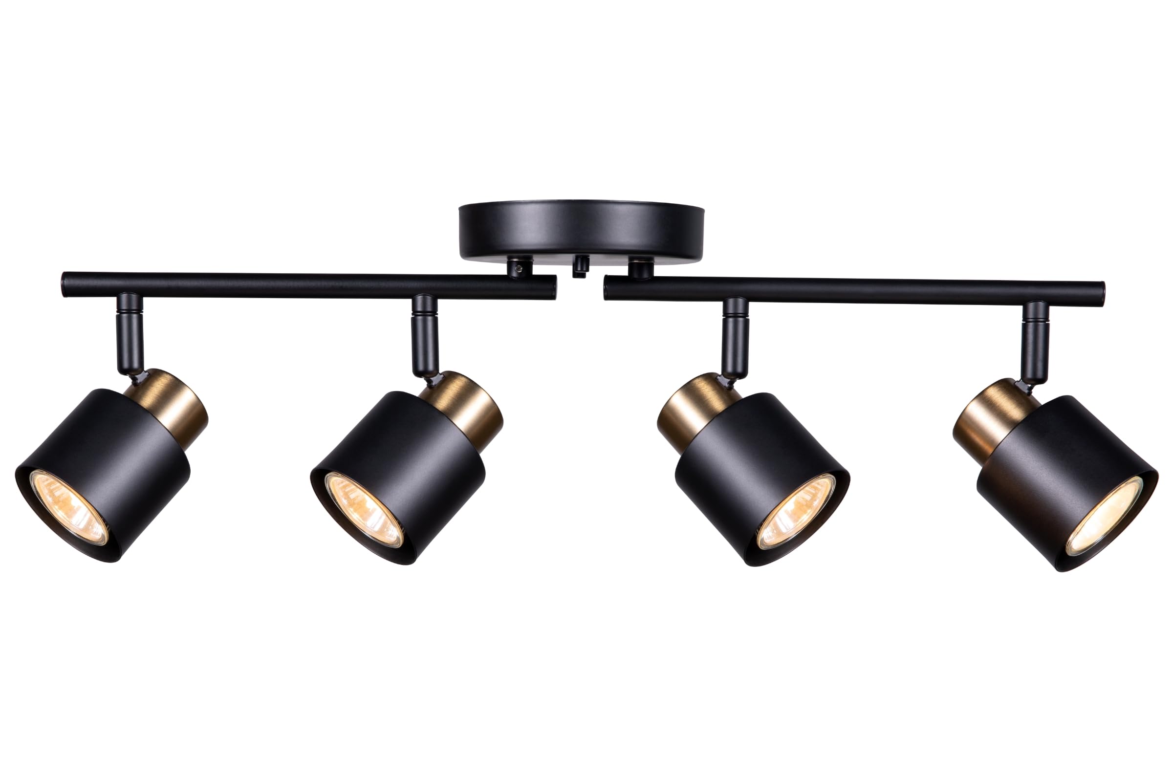 4 Light Track Lighting Kit, Matt Black Brass Finish Adjustable with Moden Flush Mount Ceiling Spotlight for Kitchen,Living Room,Home Improvement