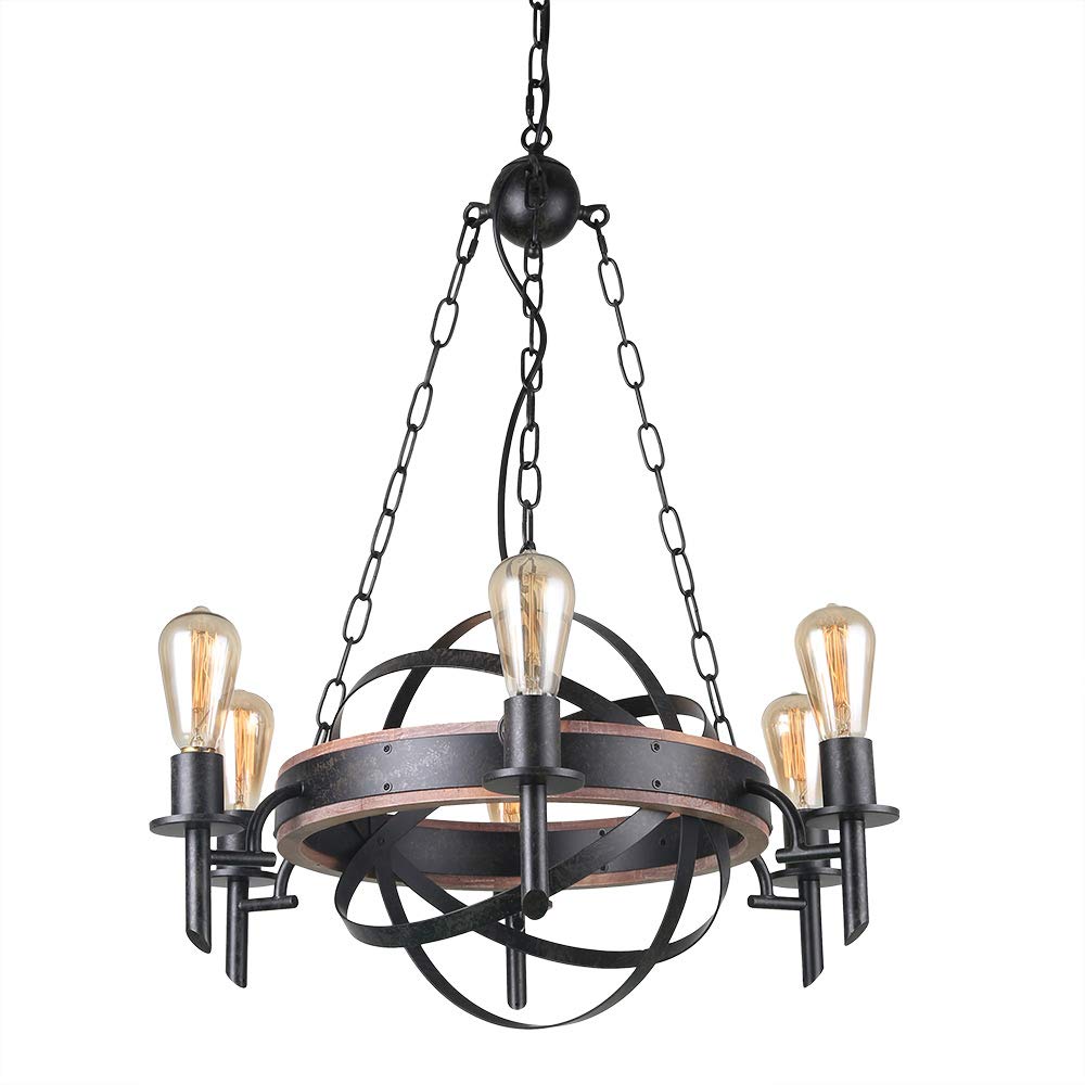 Giluta Industrial Linear Kitchen Island Light, 5-Light Farmhouse Chandelier with Rustic Metal Mesh Cage, Pendant Lighting Fixture for Kitchen Island Dining Room Pool Table Living Room