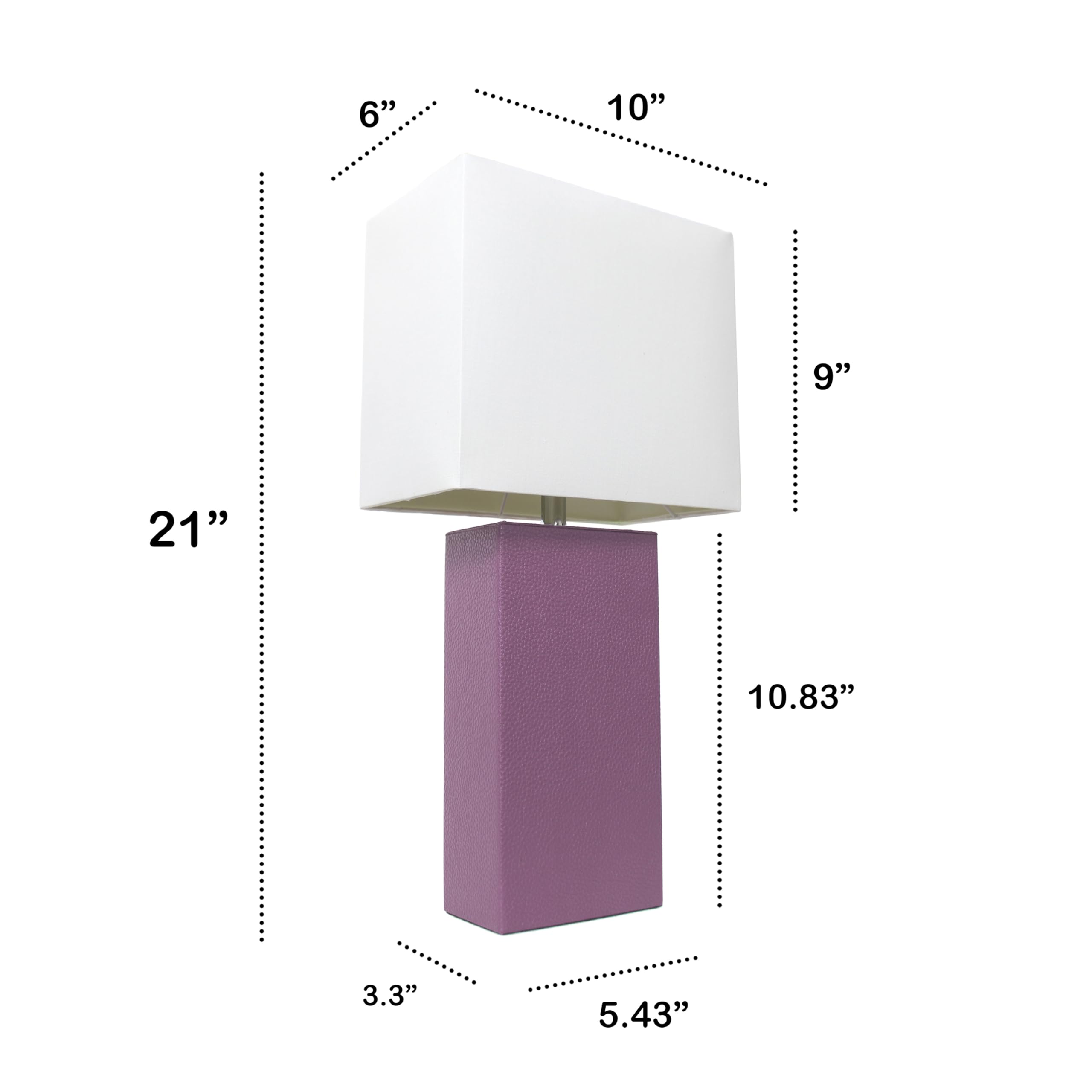 Modern Leather Table Lamp with White Fabric Shade, Gray (Pack of 1)