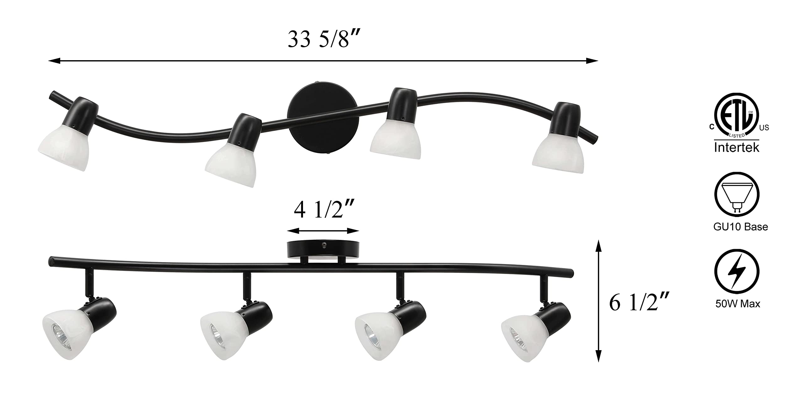 Track Light, 4 Light Kitchen Track Lighting, Modern S-Shaped Ceiling Track Light Bar Brushed Nickel Finish XB-TR1223-4-BN