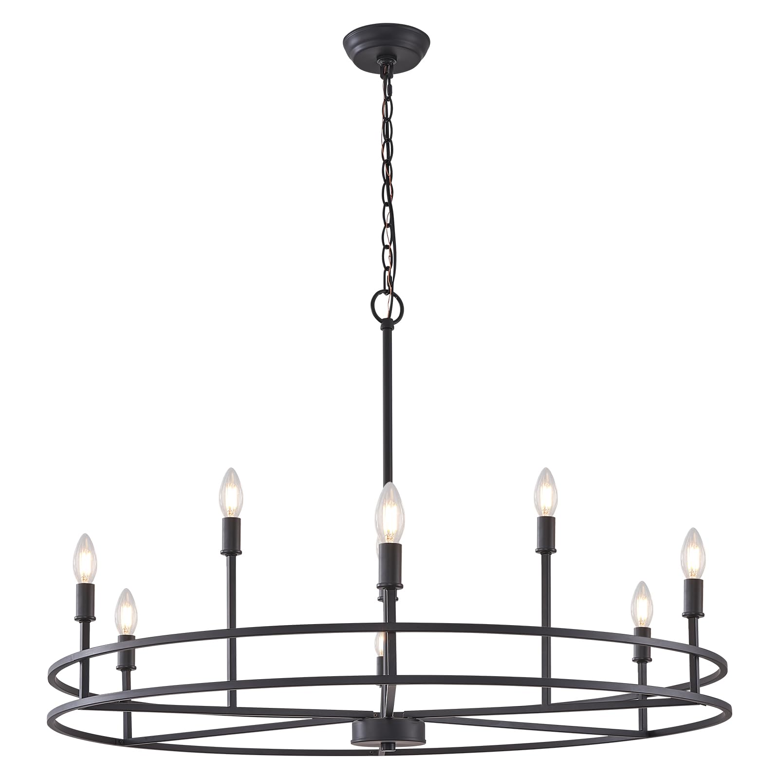 Gold Chandelier 9-Light Dining Room Chandelier Over Table Master Bedroom Chandelier Lighting Round Living Room Chandelier Light Fixture for Foyer, Bathroom, Solid Metal,35in