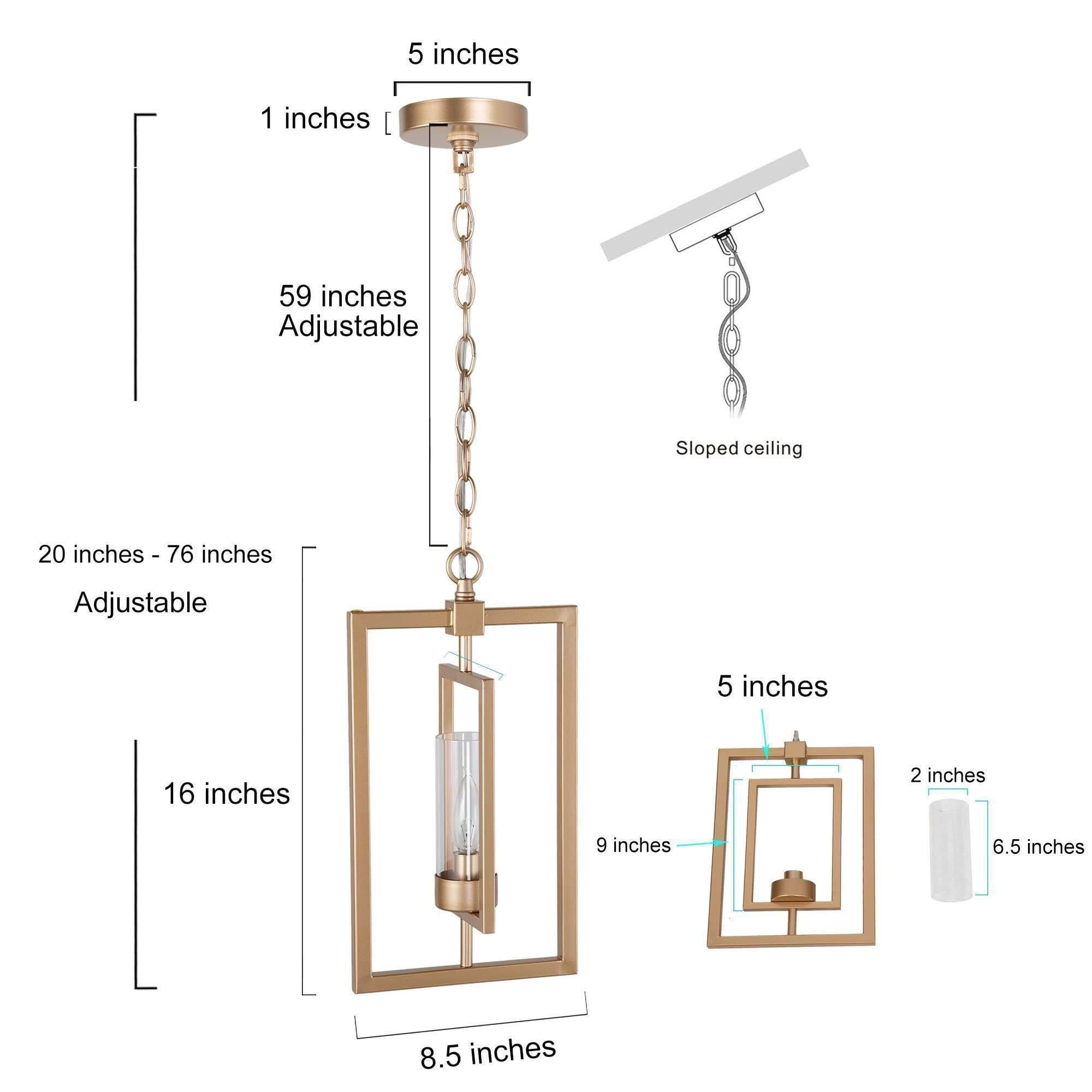 Gold Chandelier, Pendant Lighting for Kitchen Island with Adjustable Framework, W12 xH20.4