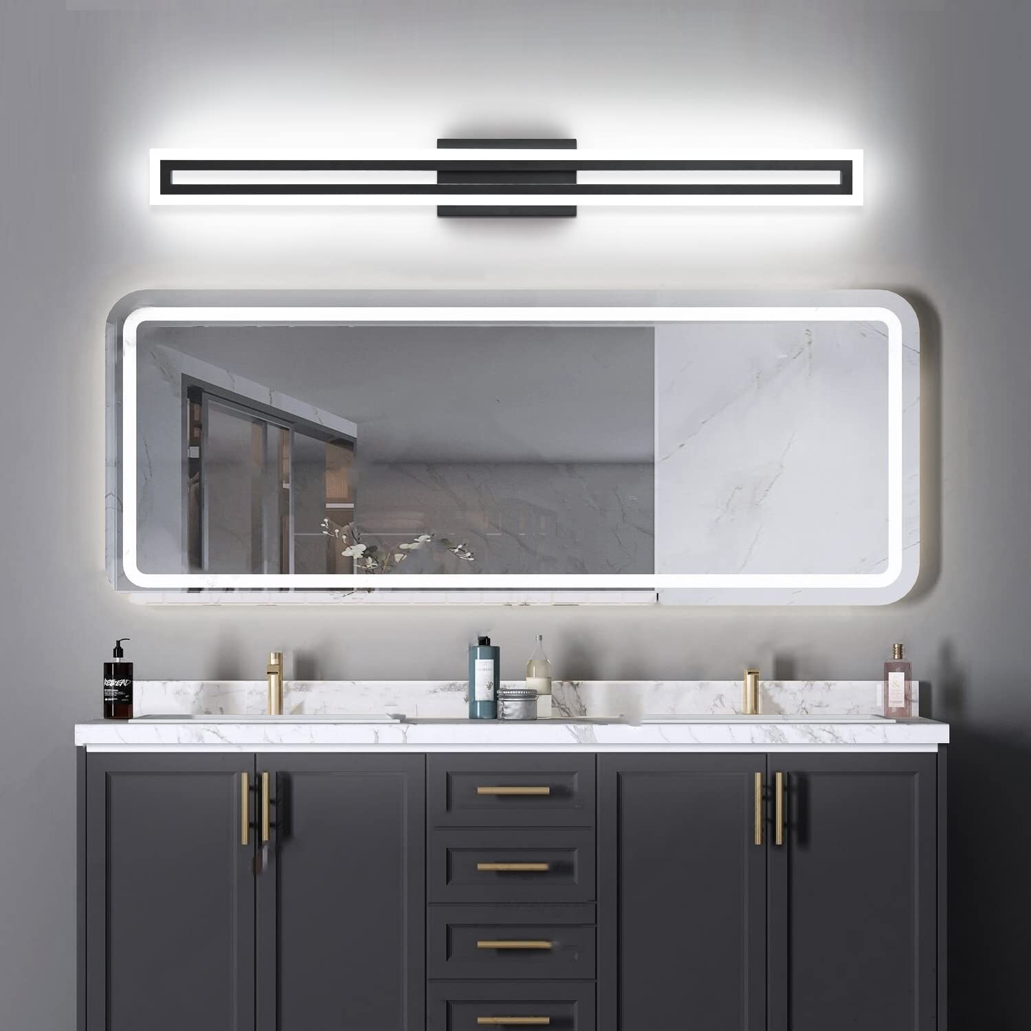 LED Vanity Light Bathroom Vanity Light,31.8 Inch Bathroom Lights Over Mirror 6000K Brushed Nickle