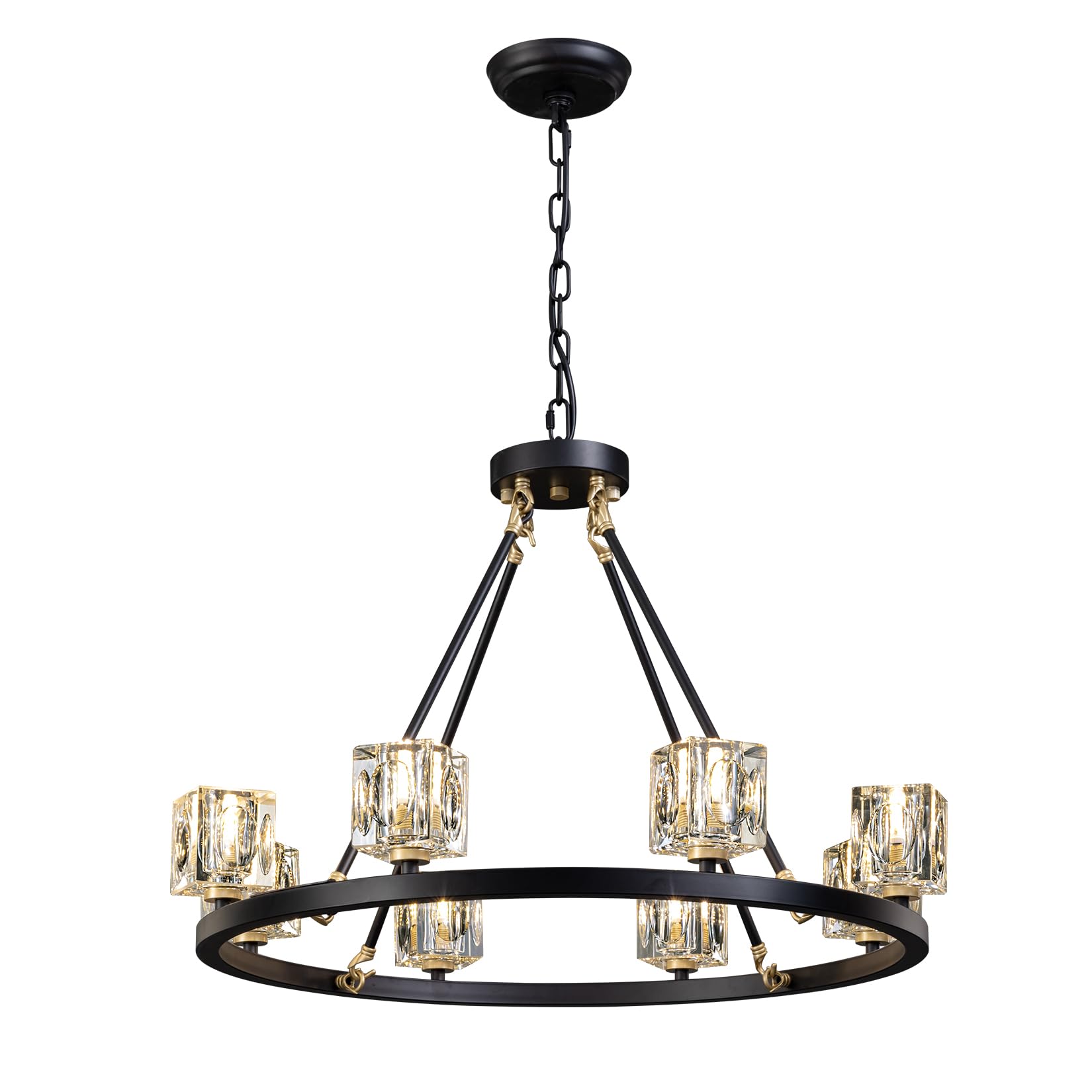 Semi Flush Mount Ceiling Light Fixture Modern 6 Lights Gold Crystal Chandelier,Brushed Nickel Sputnik Chandeliers for Hallway Entryway Bedroom Dining Room Farmhouse Kitchen Office