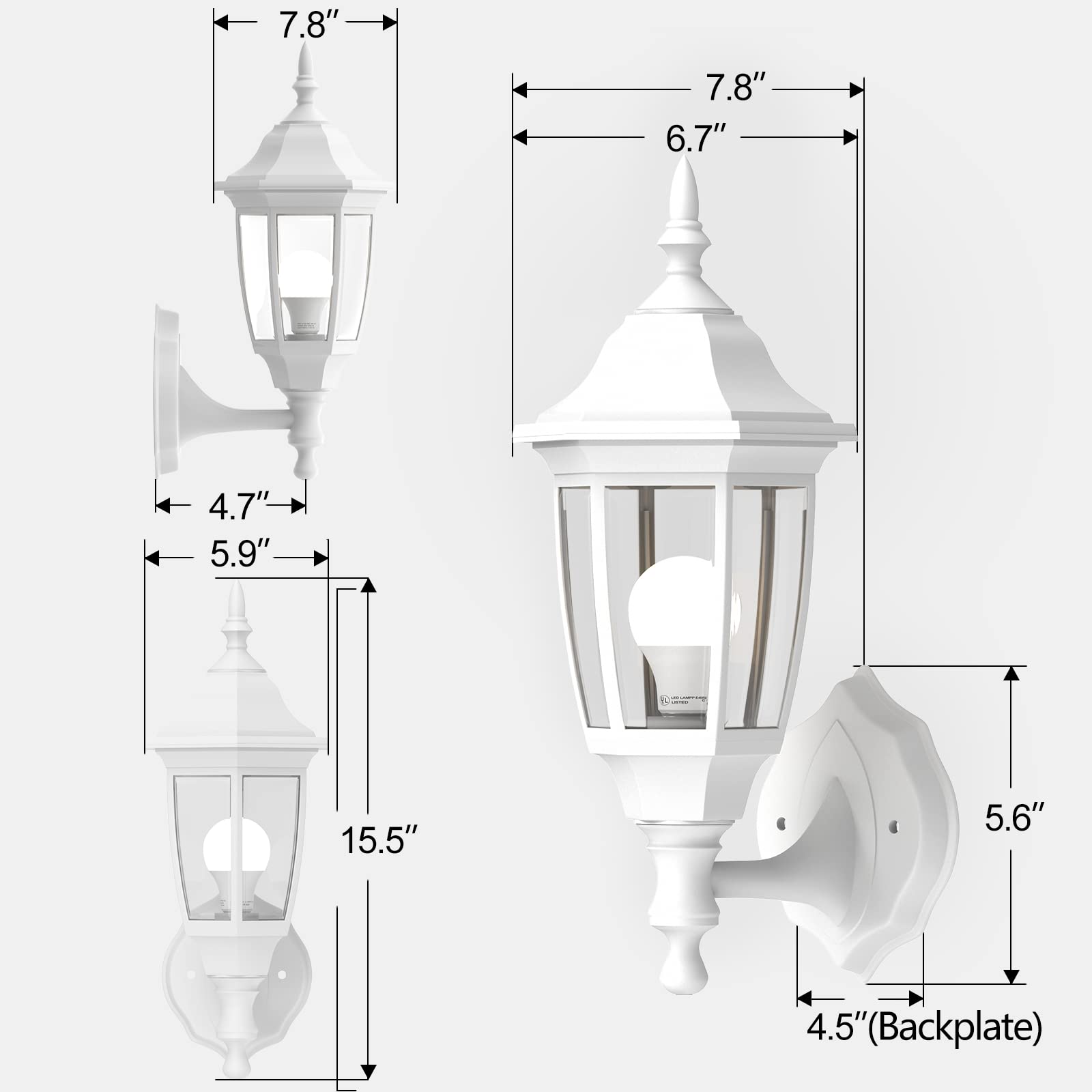 Outdoor Porch Light LED Exterior Wall Light Fixtures, Special Handling Anti-Corrosion Plastic Material, Waterproof Security Lamp for Wall, Garage, Front Porch - 2 Pac