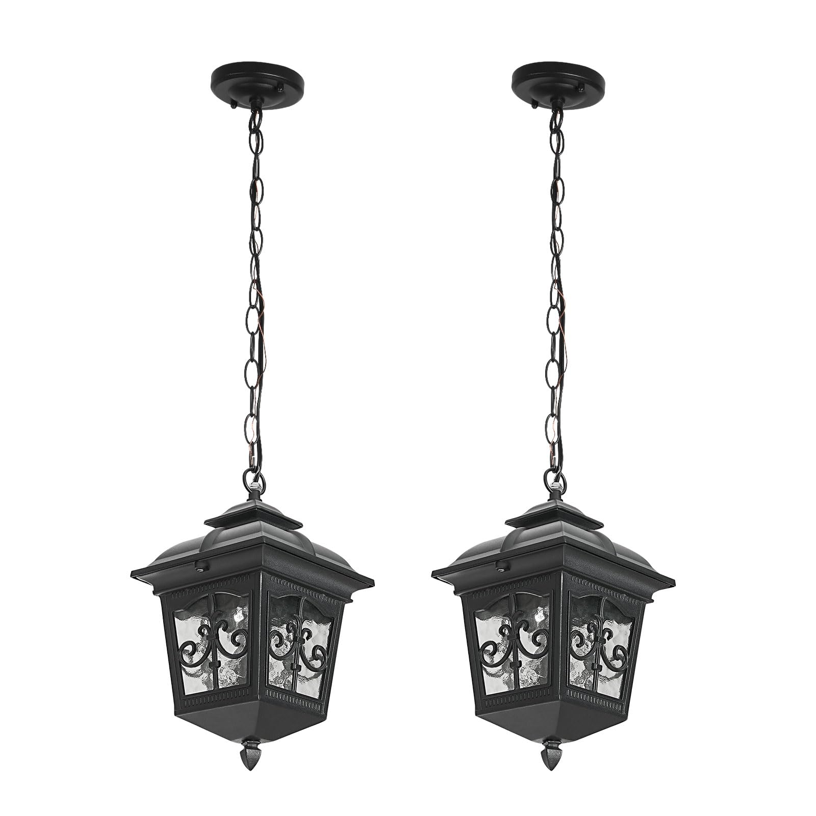 Black Outdoor Pendant Light for Porch Patio Entryway Yard Front Door Beach, Waterproof Pendant Lamp Fixture Indoor Hanging Lantern for Kitchen Dinning Room(1 Pack)