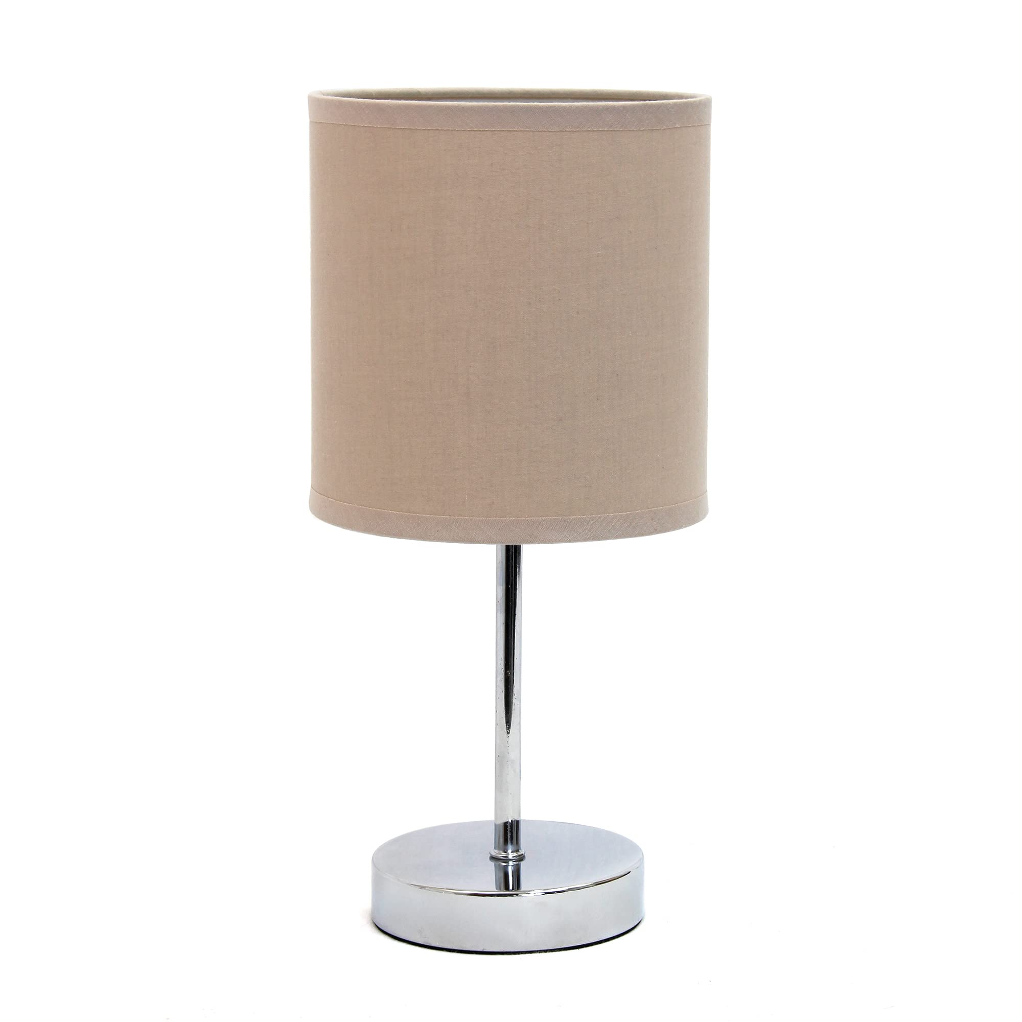 Chrome Mini Basic Table Lamp with Fabric Shade, White