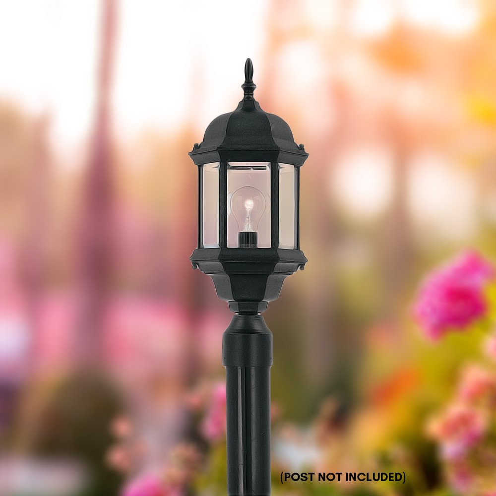 Outdoor Light Fixture, 14 Inch Exterior Wall Mount Lantern Sconce, Clear Glass Porch Lights for Front Door, Patio, and House Garage, Black, 2961-BK