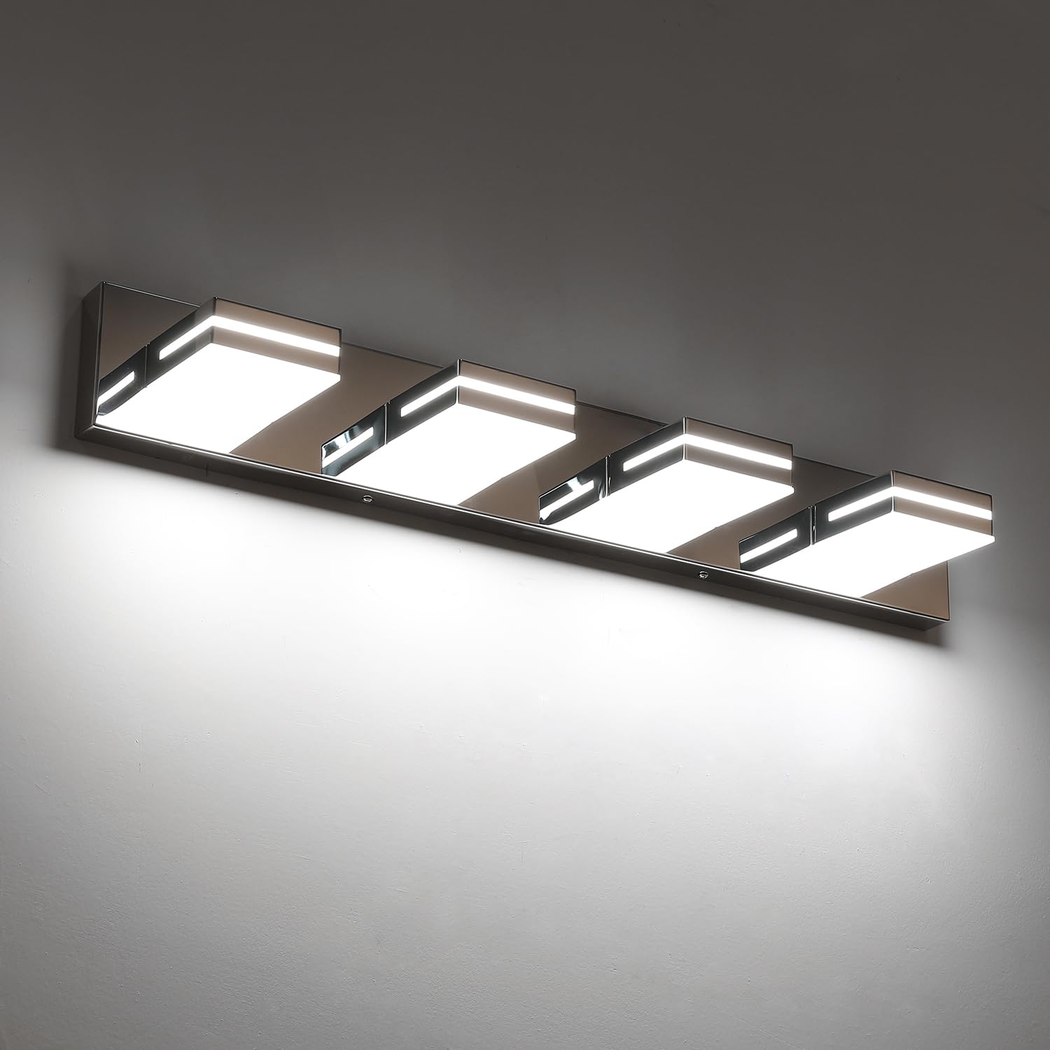 LED Modern Bathroom Vanity Light Fixtures (3-Light, 24-Inch), Matte Black Modern Acrylic Bathroom Wall Lighting Fixtures Over Mirror (Cool White 6000K)