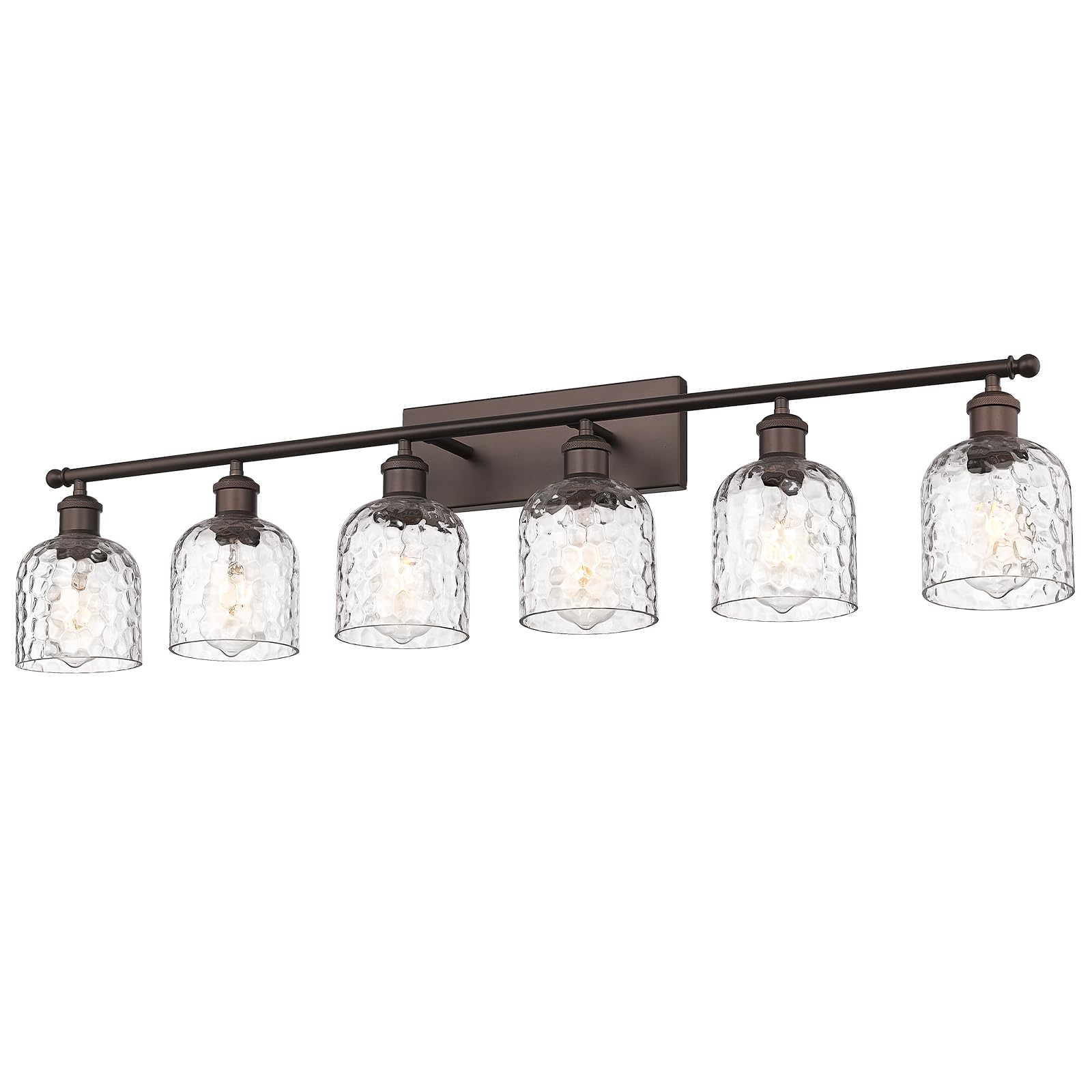 Modern Vanity Lights for Bathroom, Industrial 3-Light Chrome Bathroom Lights with Hammered Glass Shade, ZJF63B-3W CH