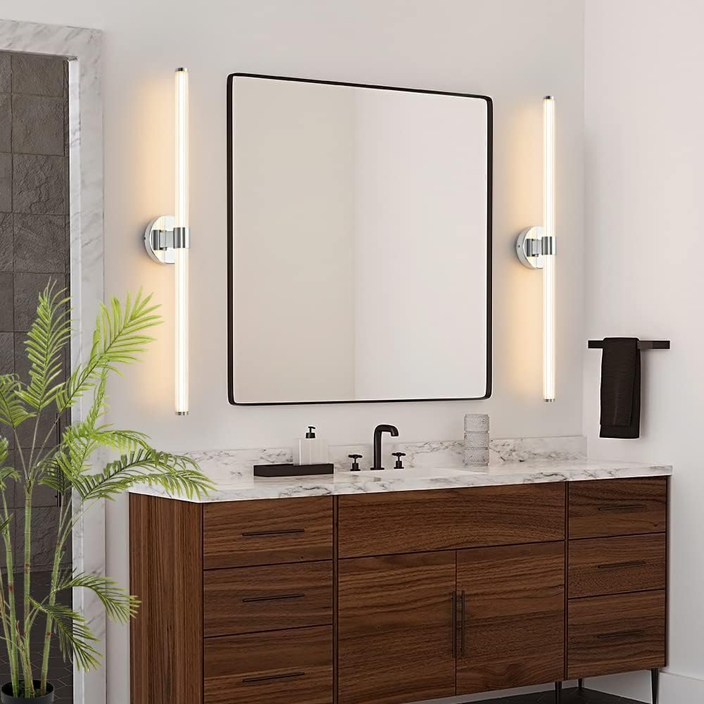 LED Bathroom Light Fixtures Gold Bathroom Vanity Lights Over Mirror 360° Full Lighting Dimmable LED 22 inch Vanity Light Bar Modern Wall Sconce Warm Light for Bedroom Living Room