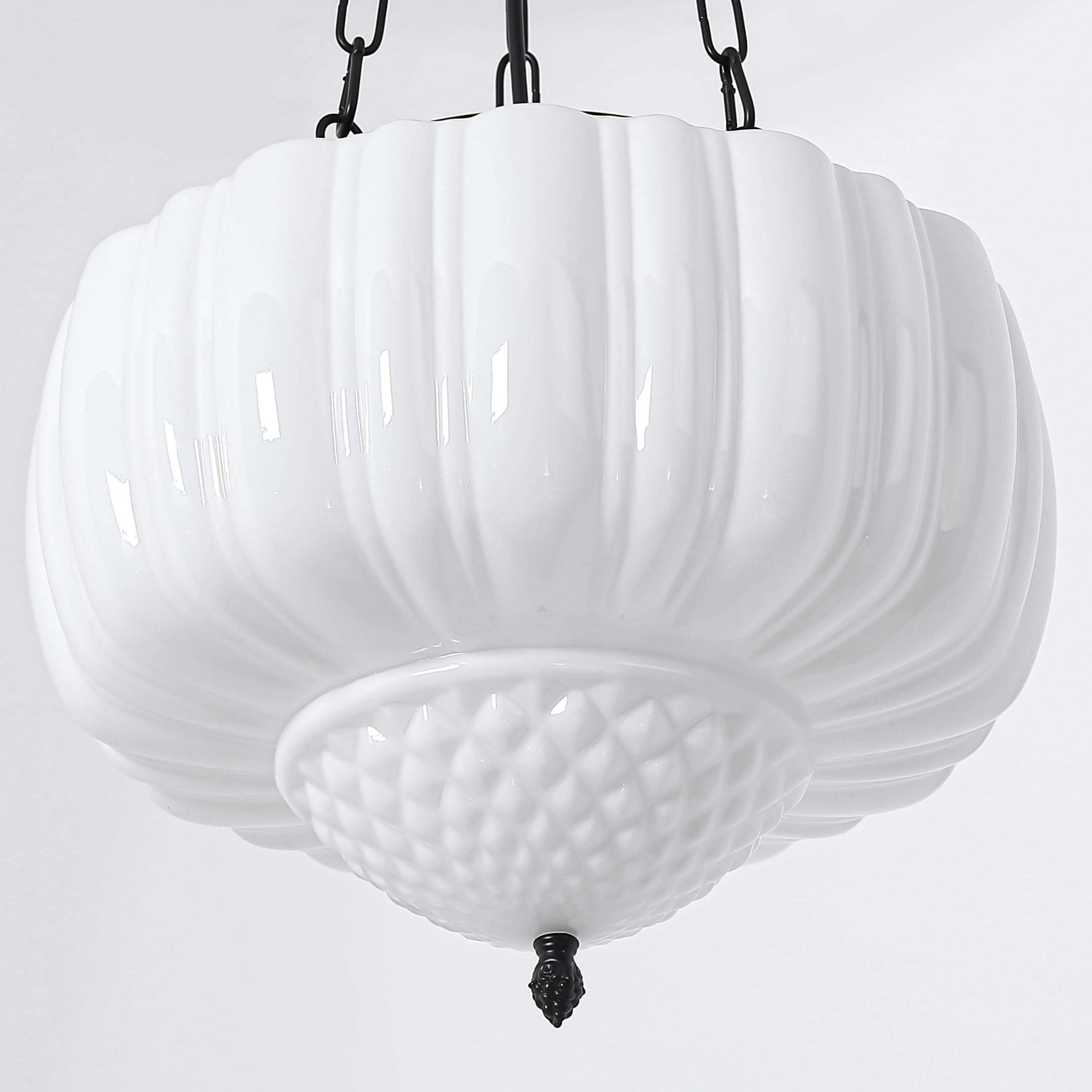 Large Milk Glass Pendant Light, 14" Mid Century Modern Schoolhouse Ceiling Light Fixture, Vintage Chandelier for Bedroom, Dining Room,Hallway, 4*G9 Bulbs Included,White